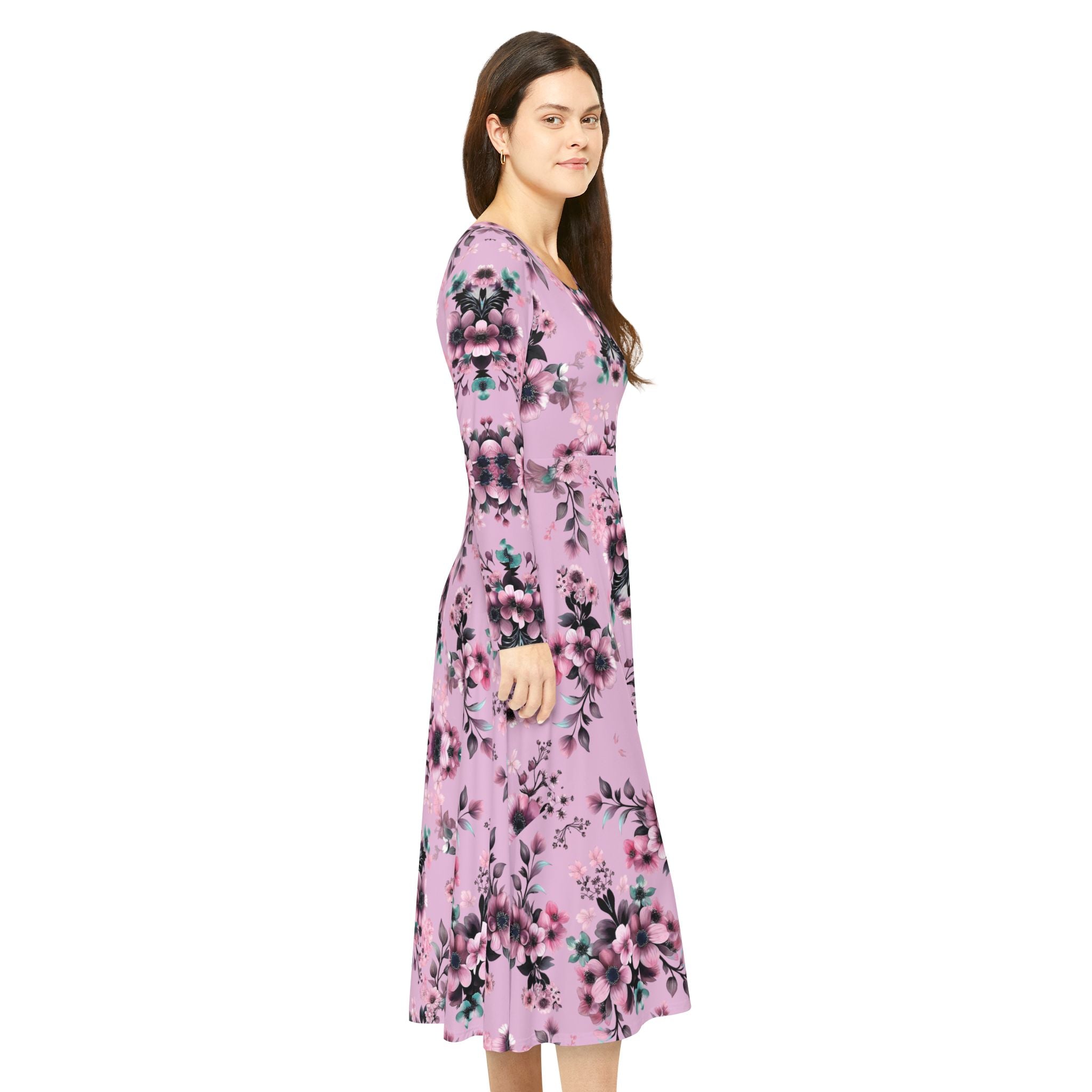 Copy of Floral Pink Kaleidoscope Long Sleeve luxury Dress
