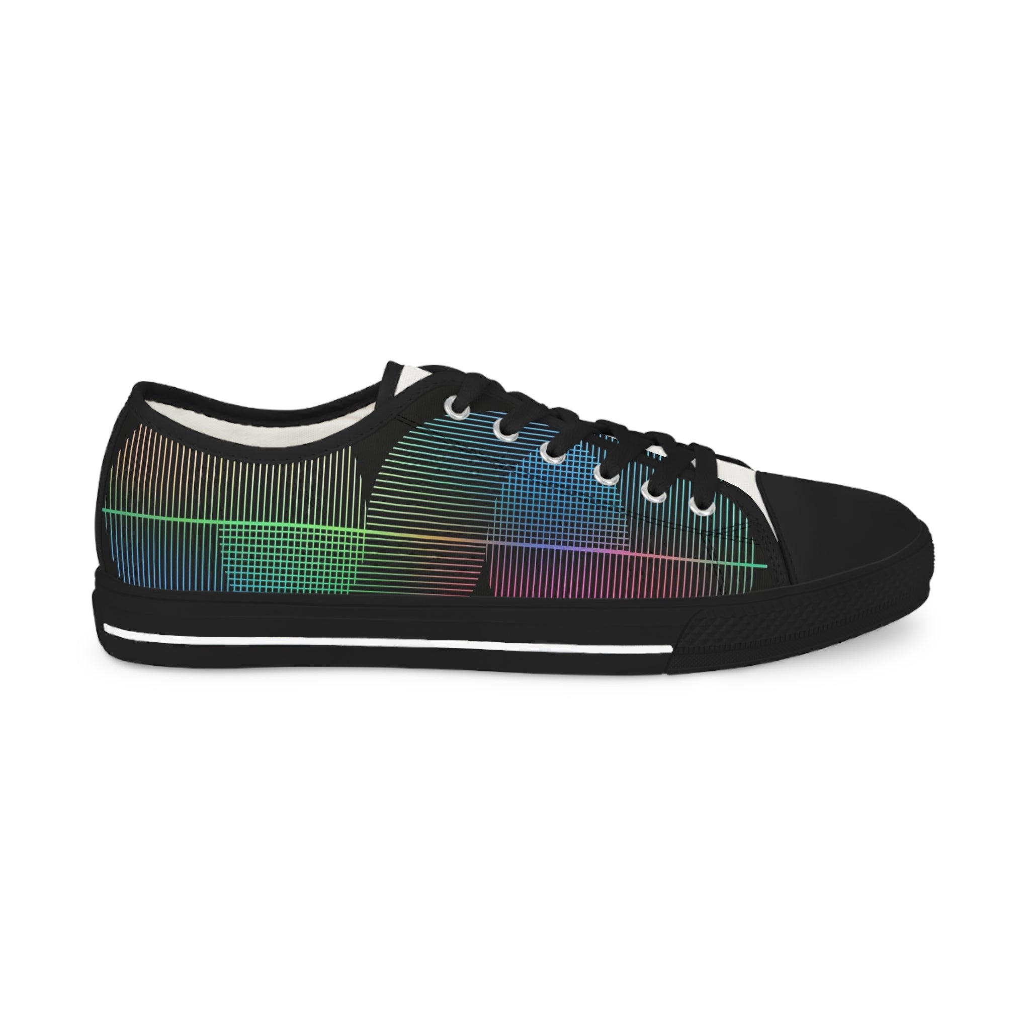 Men's Low Top Sneakers - Iridescent Grid Plaid Casual Shoes