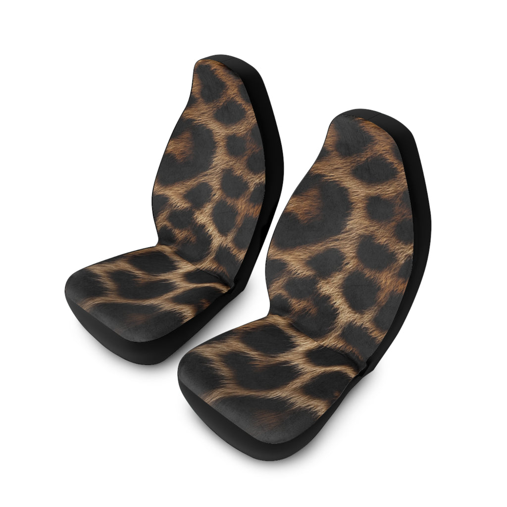Leopard Print Polyester Car Seat Covers — Faux Fur Animal Print Front Seat Protectors