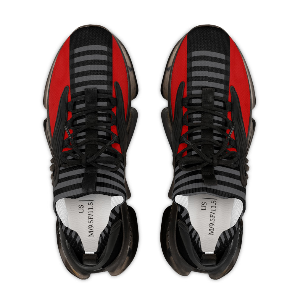 Men's Red & Black Mesh Running Sneakers — Breathable Athletic Shoes