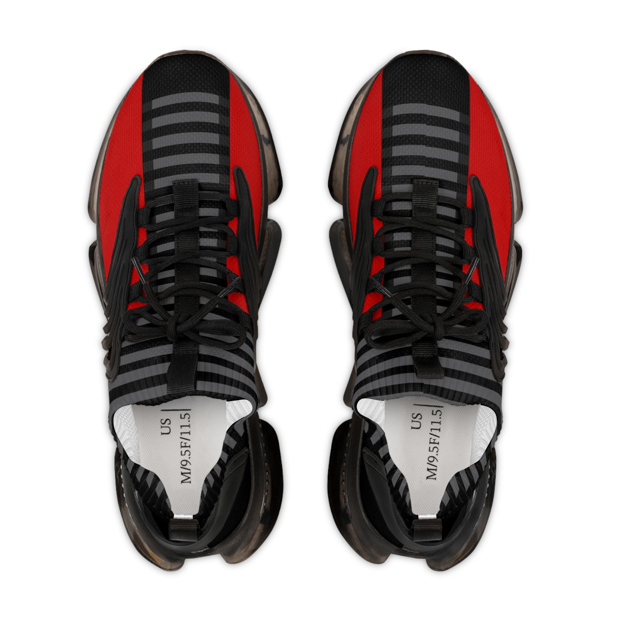 Men's Red & Black Mesh Running Sneakers — Breathable Athletic Shoes
