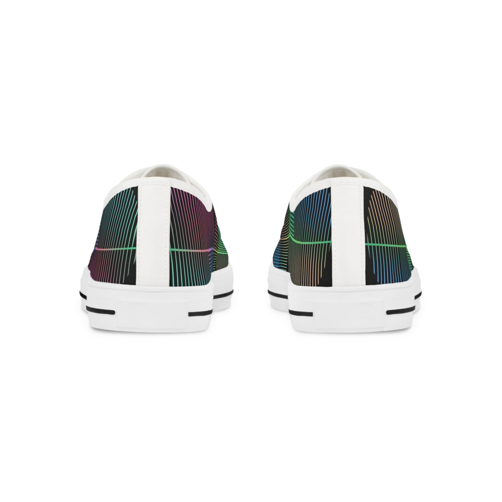 Men's Low Top Sneakers - Iridescent Grid Plaid Casual Shoes