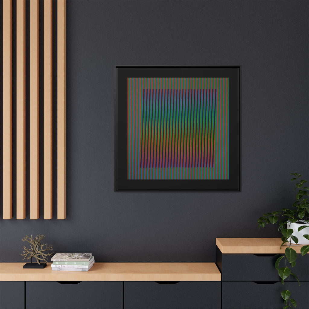 Framed Matte Canvas — Rainbow Op Art Square