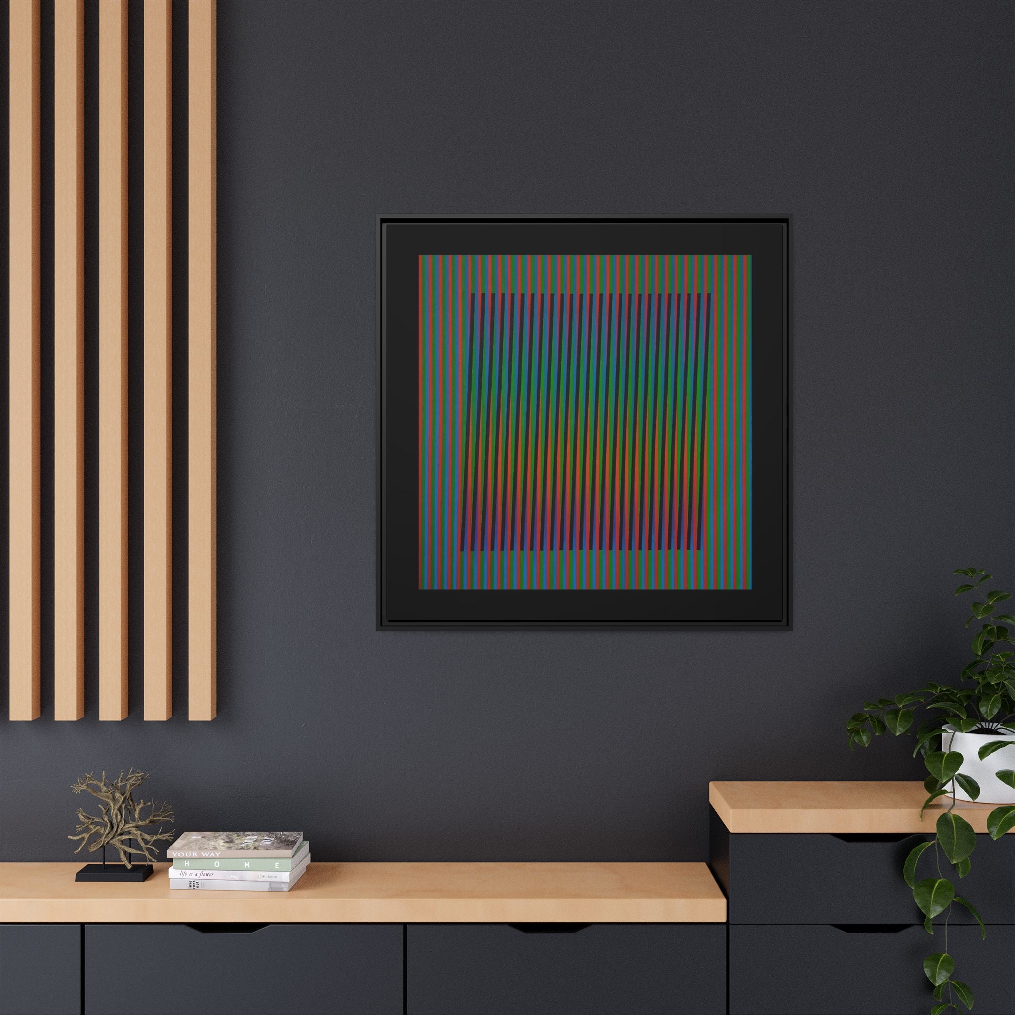 Framed Matte Canvas — Rainbow Op Art Square