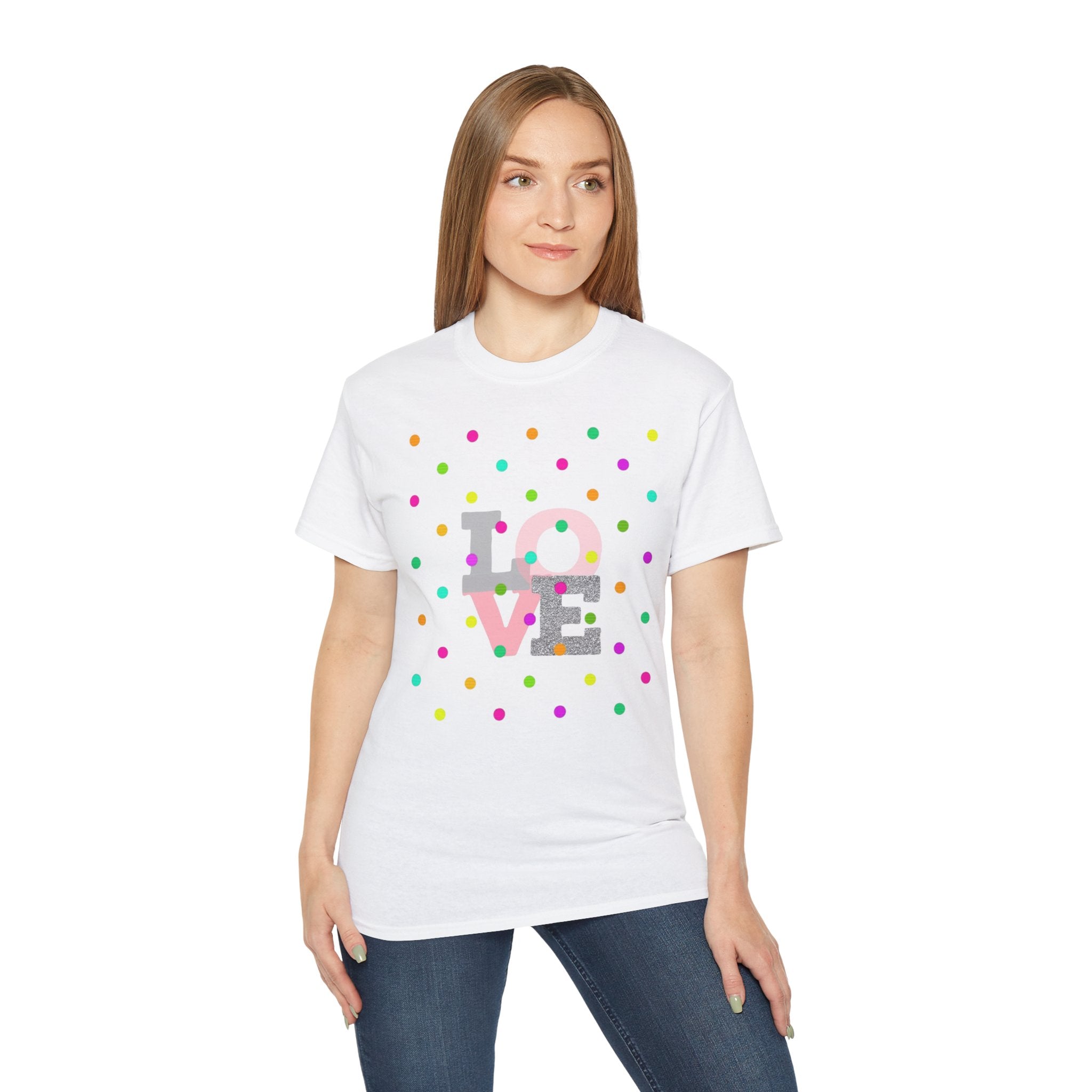 LOVE Polka Dot Tee — Colorful Retro Love Graphic T-Shirt