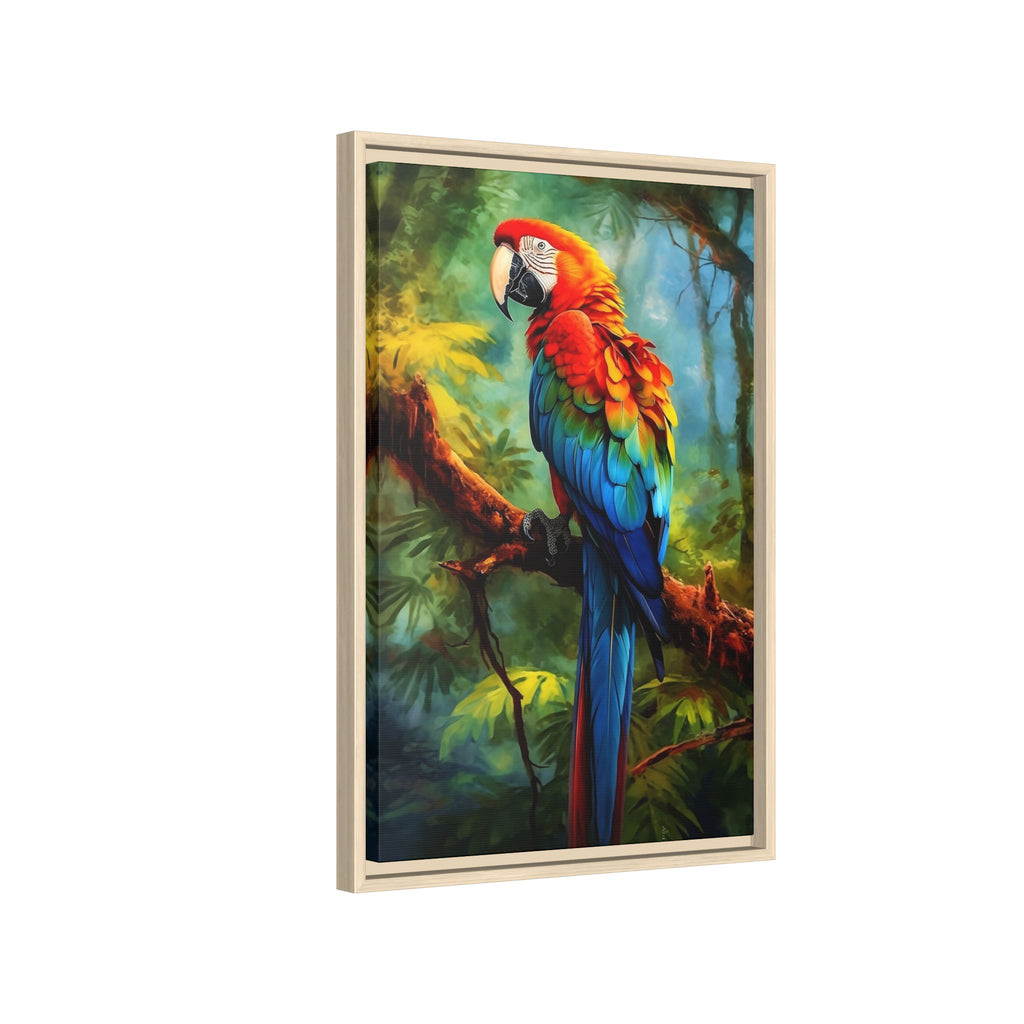 Scarlet Macaw Tropical Canvas Print (Framed Matte)