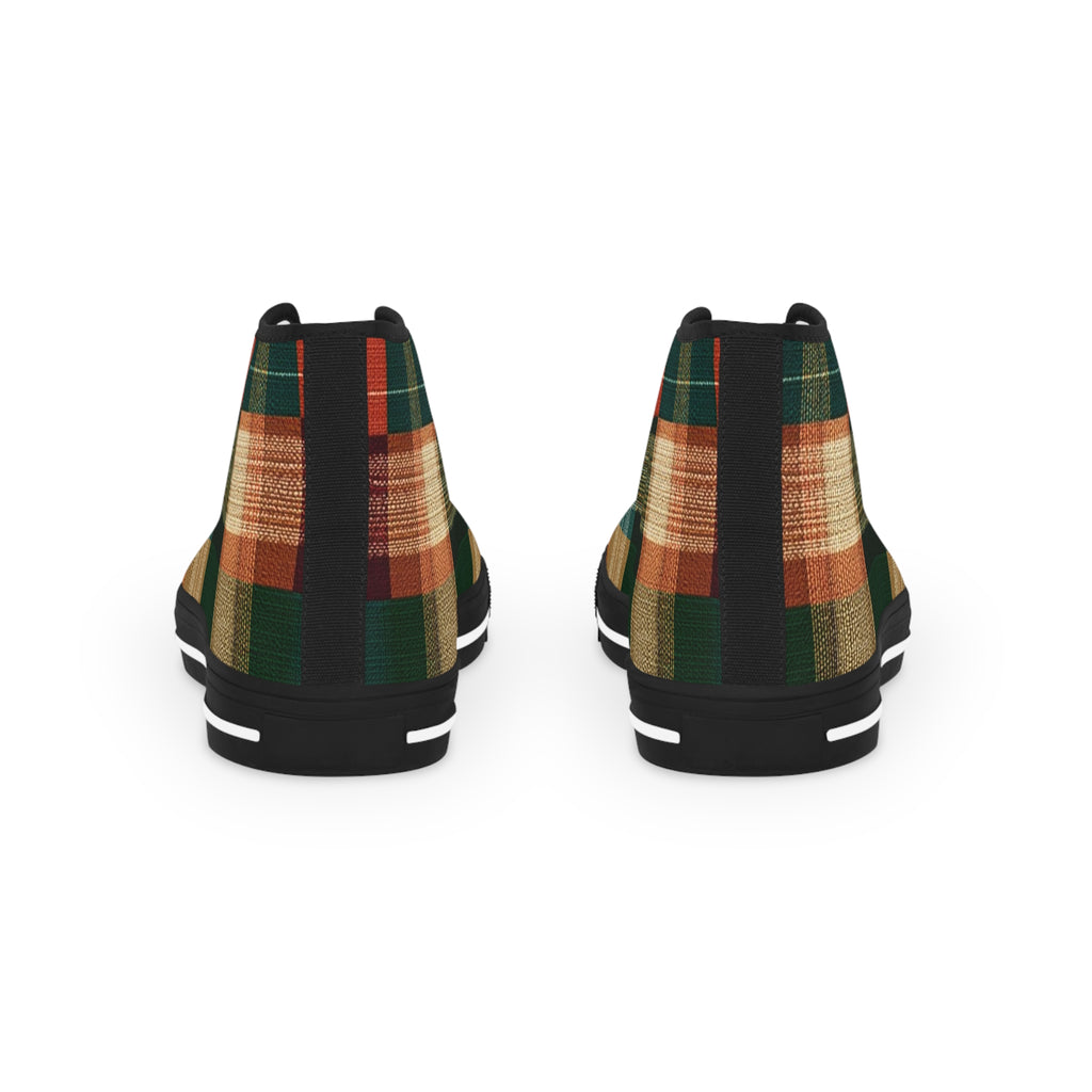 Plaid High-Top Sneakers — Rustic Autumn Check Men's Shoes