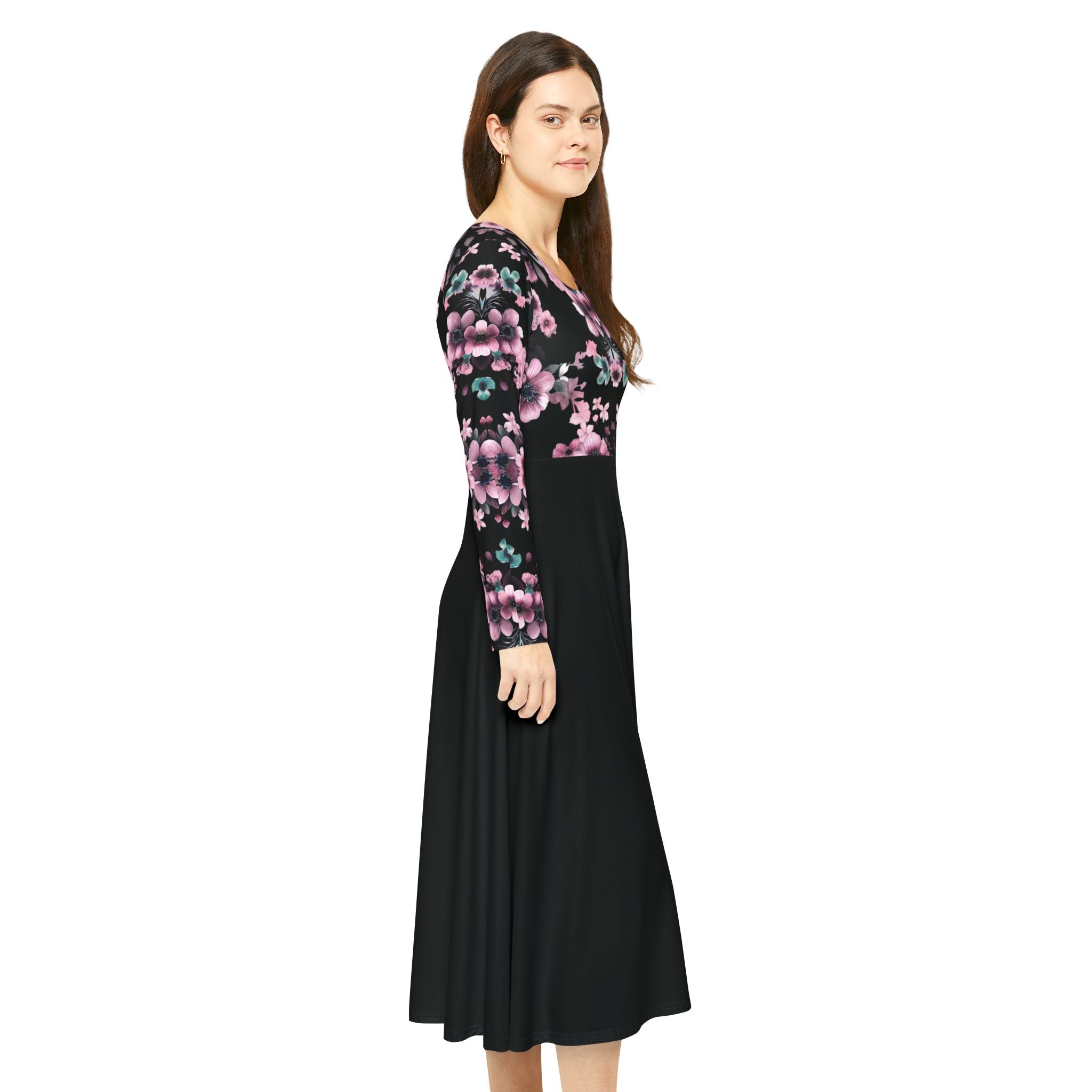 Copy of Copy of Copy of Copy of Floral Pink Kaleidoscope Long Sleeve luxury Dress