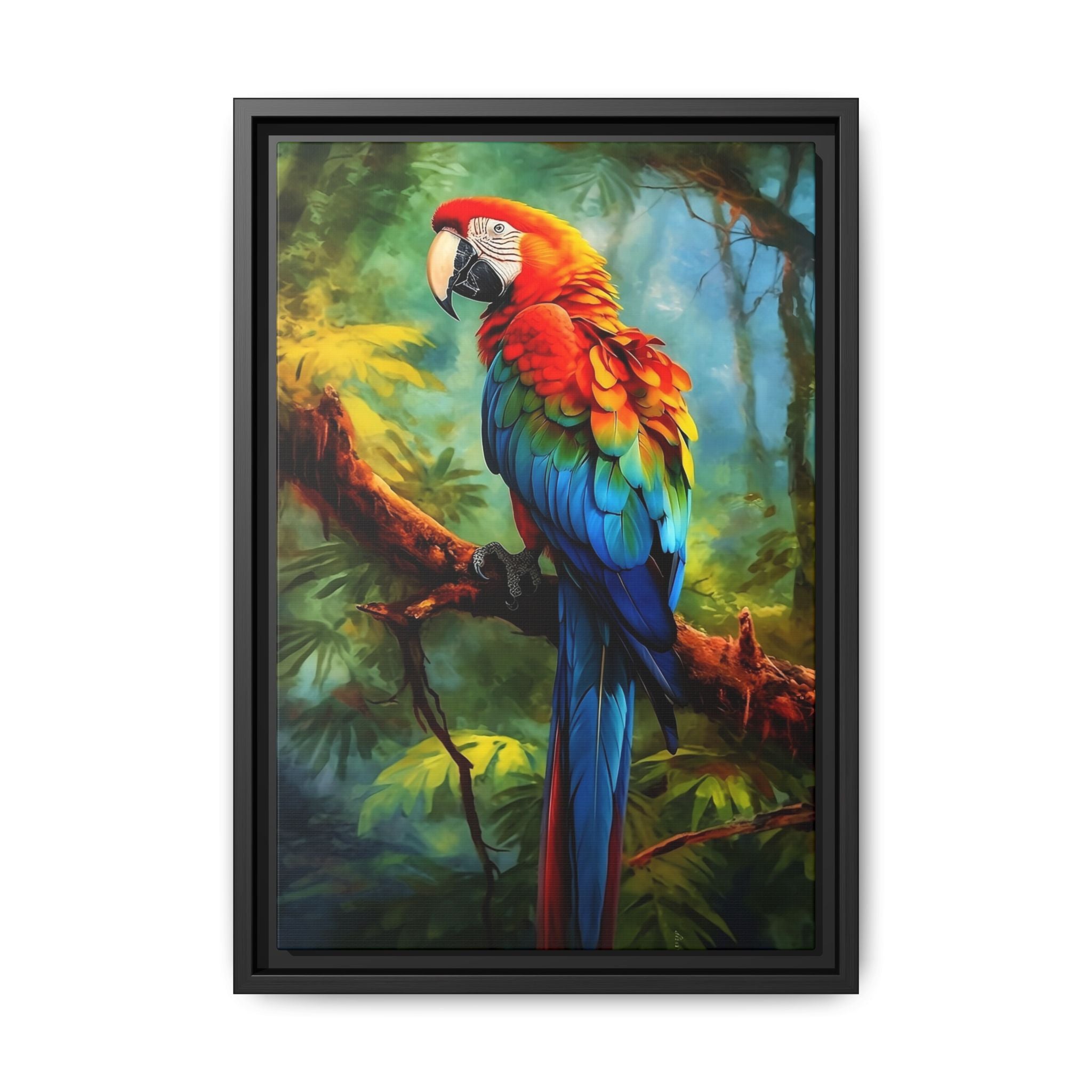 Scarlet Macaw Tropical Canvas Print (Framed Matte)