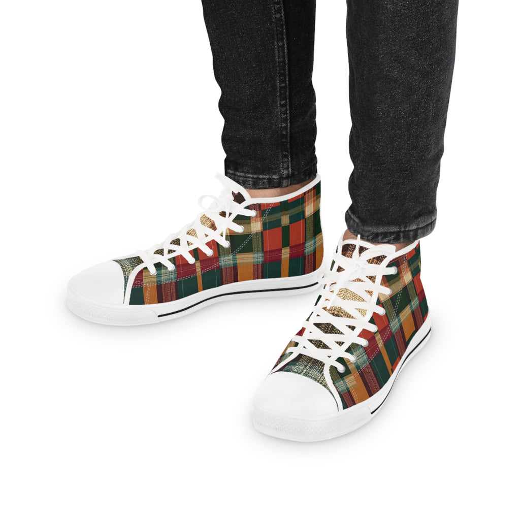 Zapatillas altas a cuadros: zapatos rústicos de otoño para hombre