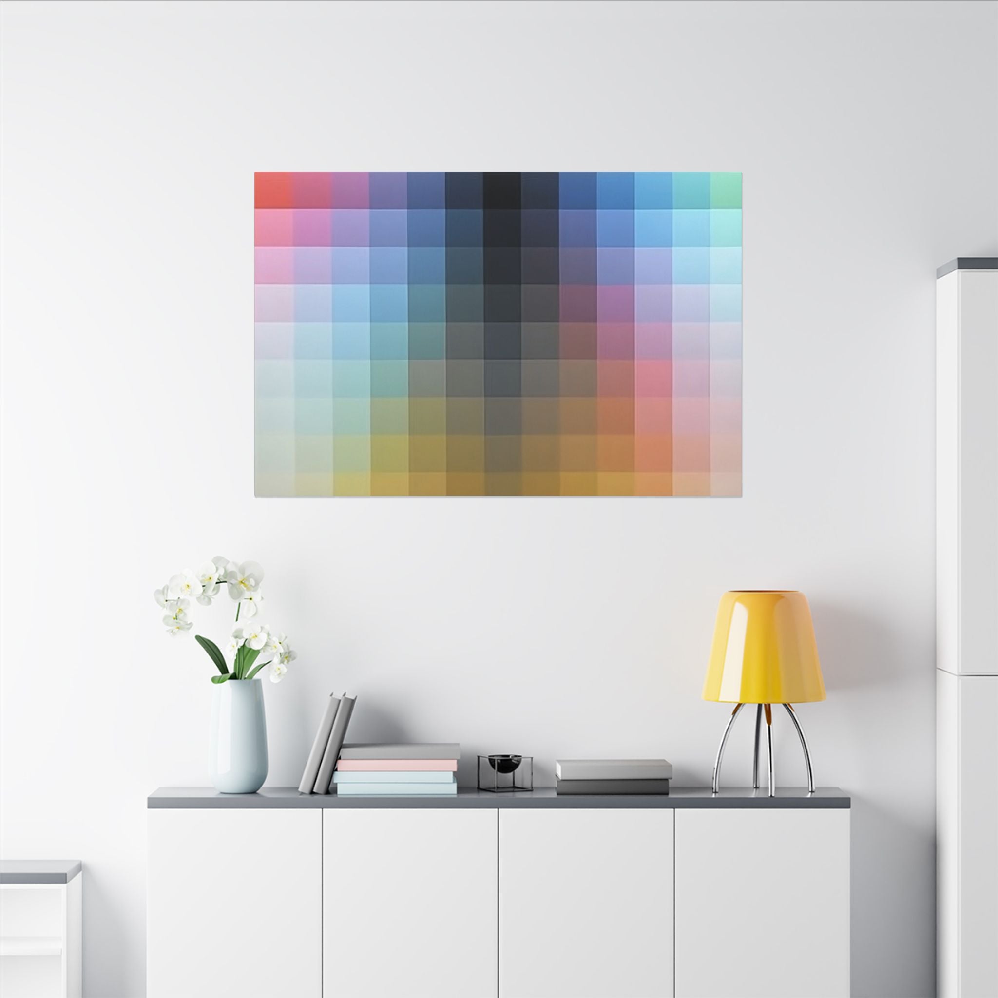 Abstract Pastel Pixel Grid Matte Canvas