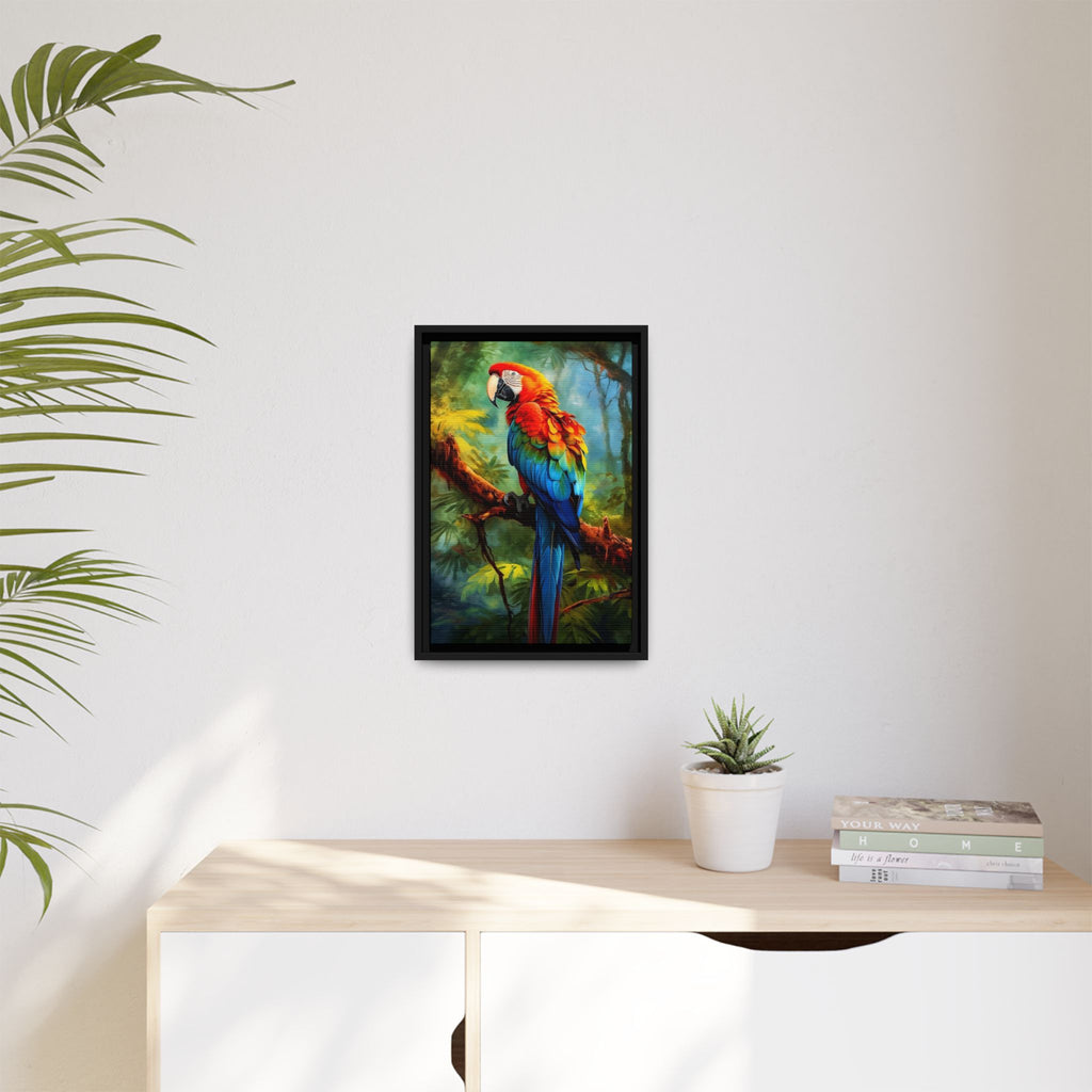 Scarlet Macaw Tropical Canvas Print (Framed Matte)