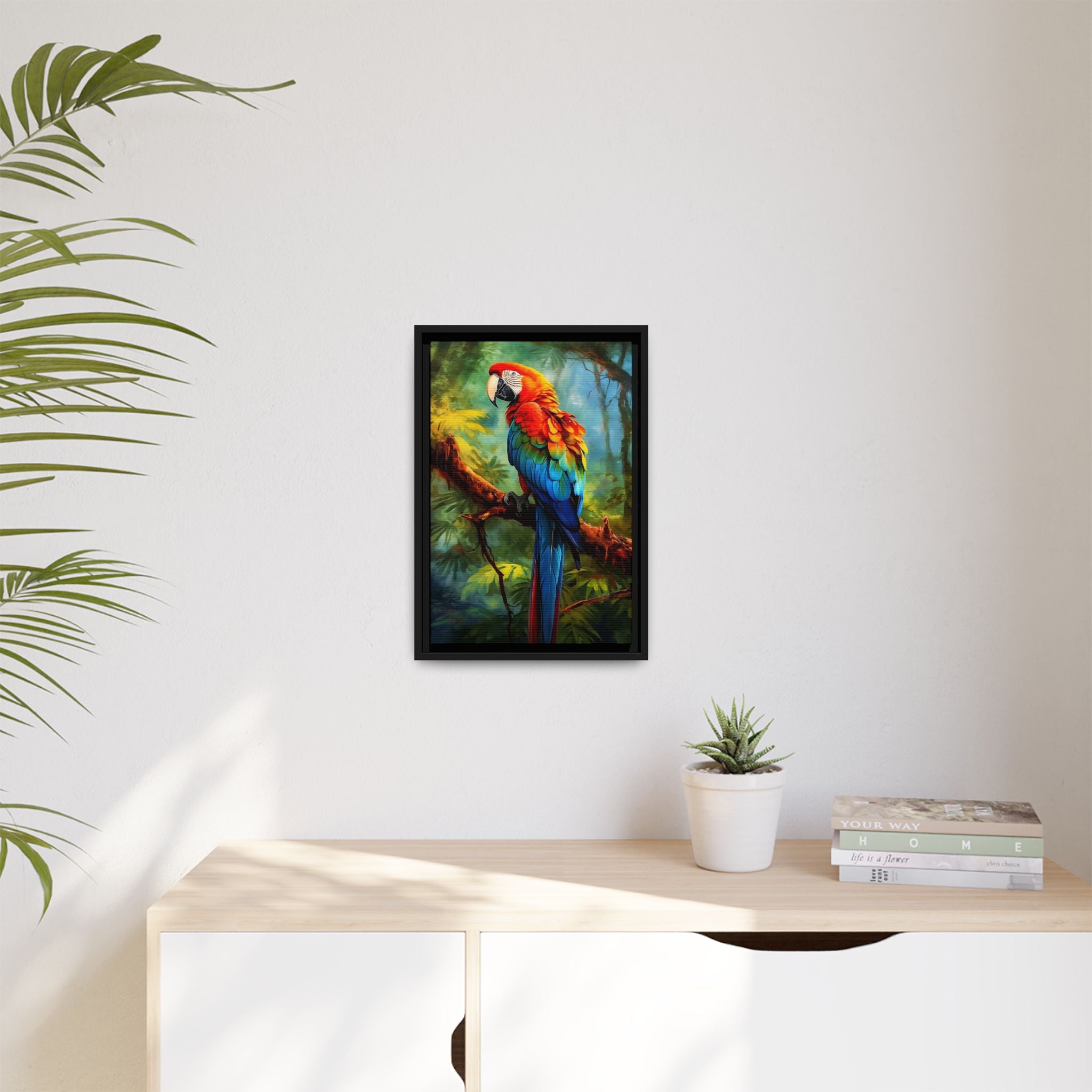 Scarlet Macaw Tropical Canvas Print (Framed Matte)