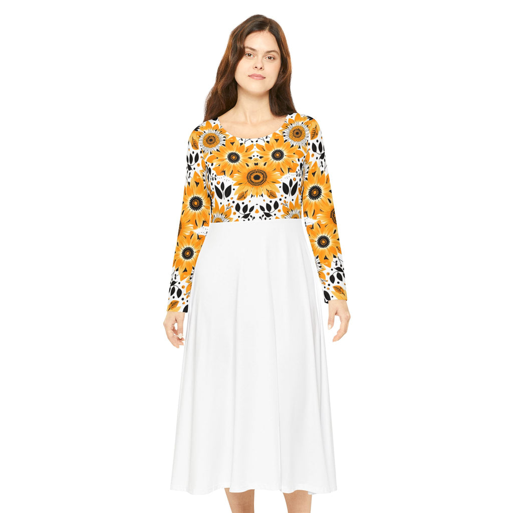 Copy of Sunflower Ballet Dress — Long Sleeve Floral Swing luxury Dress