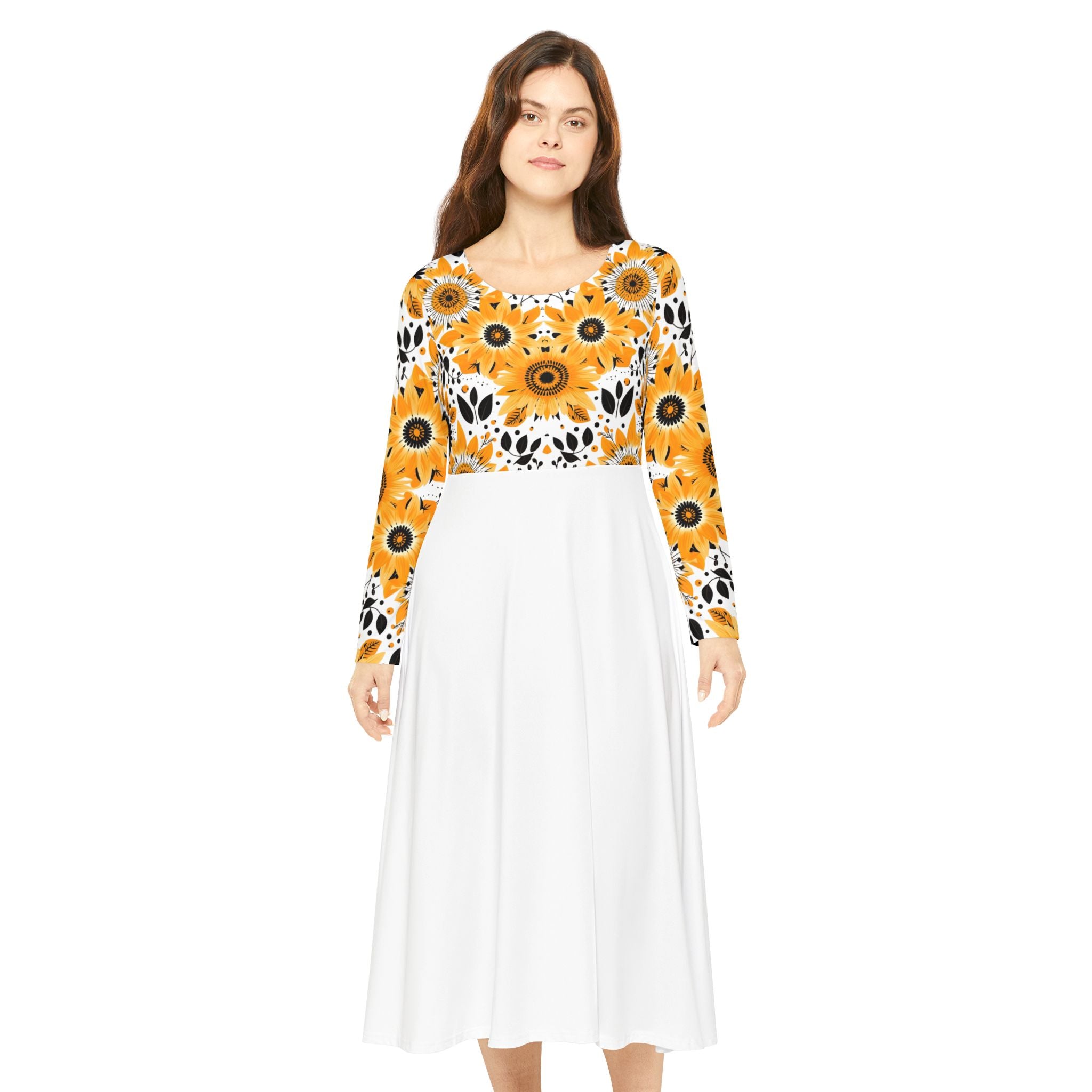 Copy of Sunflower Ballet Dress — Long Sleeve Floral Swing luxury Dress