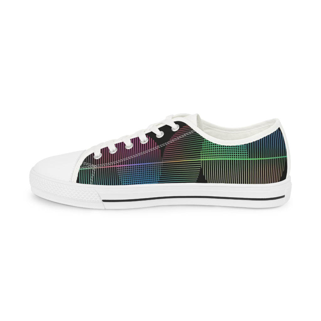 Men's Low Top Sneakers - Iridescent Grid Plaid Casual Shoes