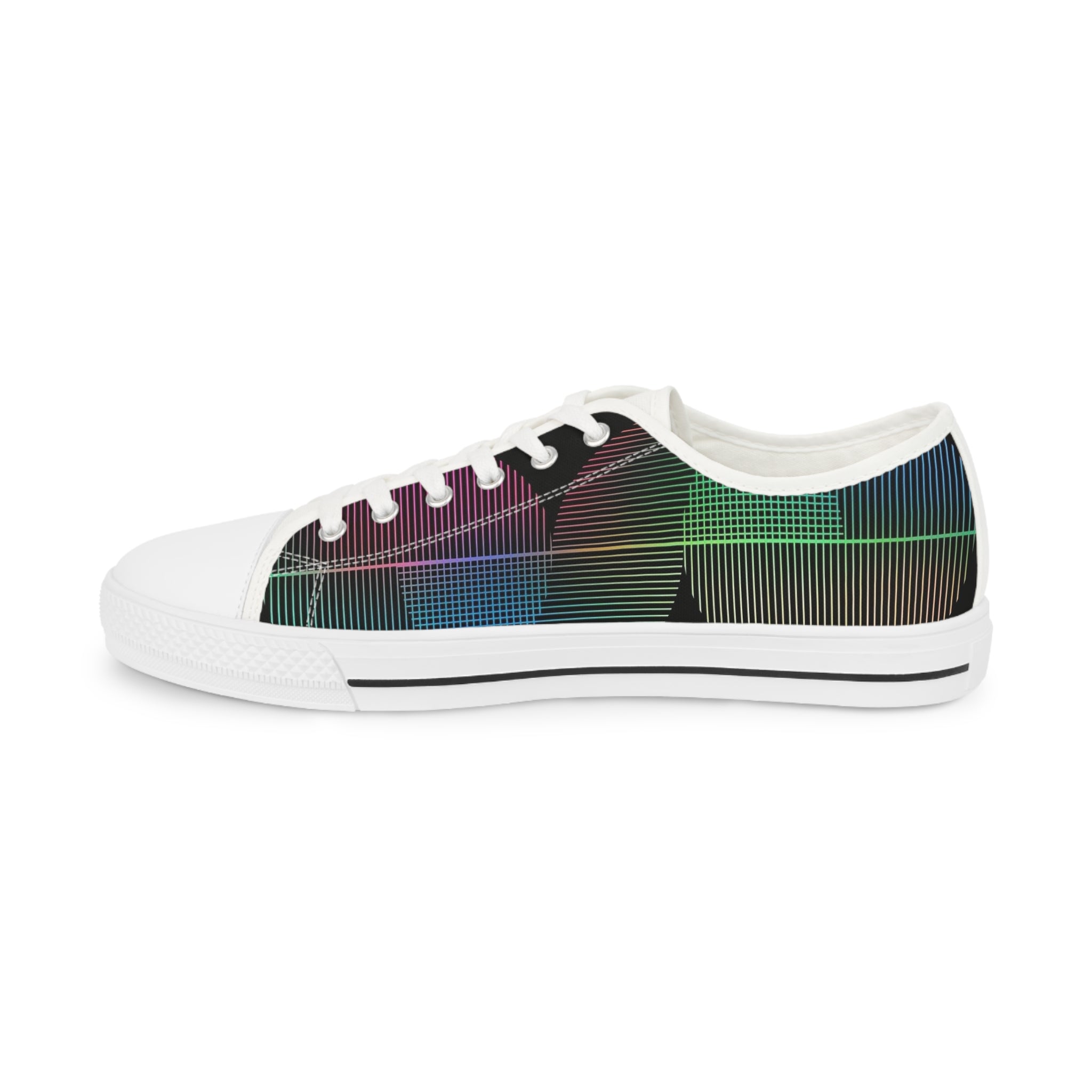Men's Low Top Sneakers - Iridescent Grid Plaid Casual Shoes