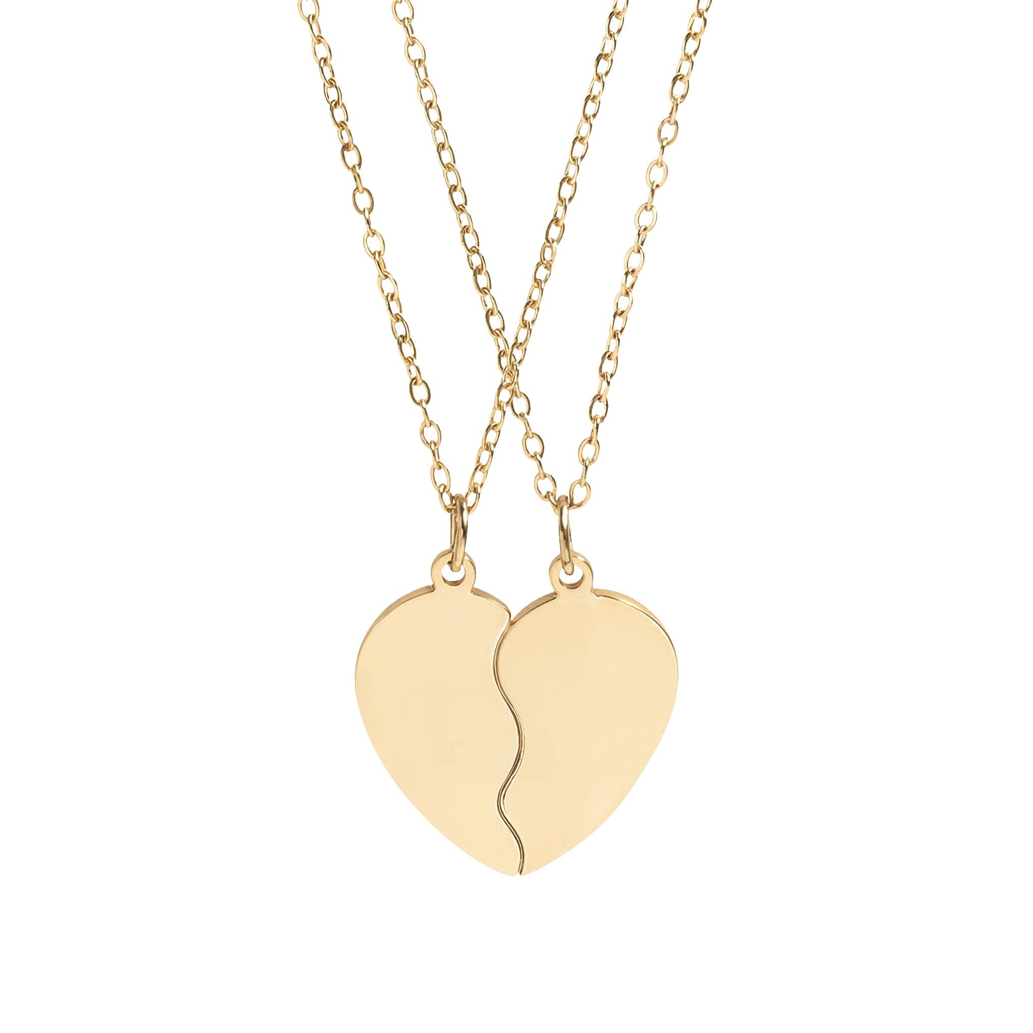 Break-Apart Engraved Heart Necklace Set – Best Friend / Couples Matching Pendant
