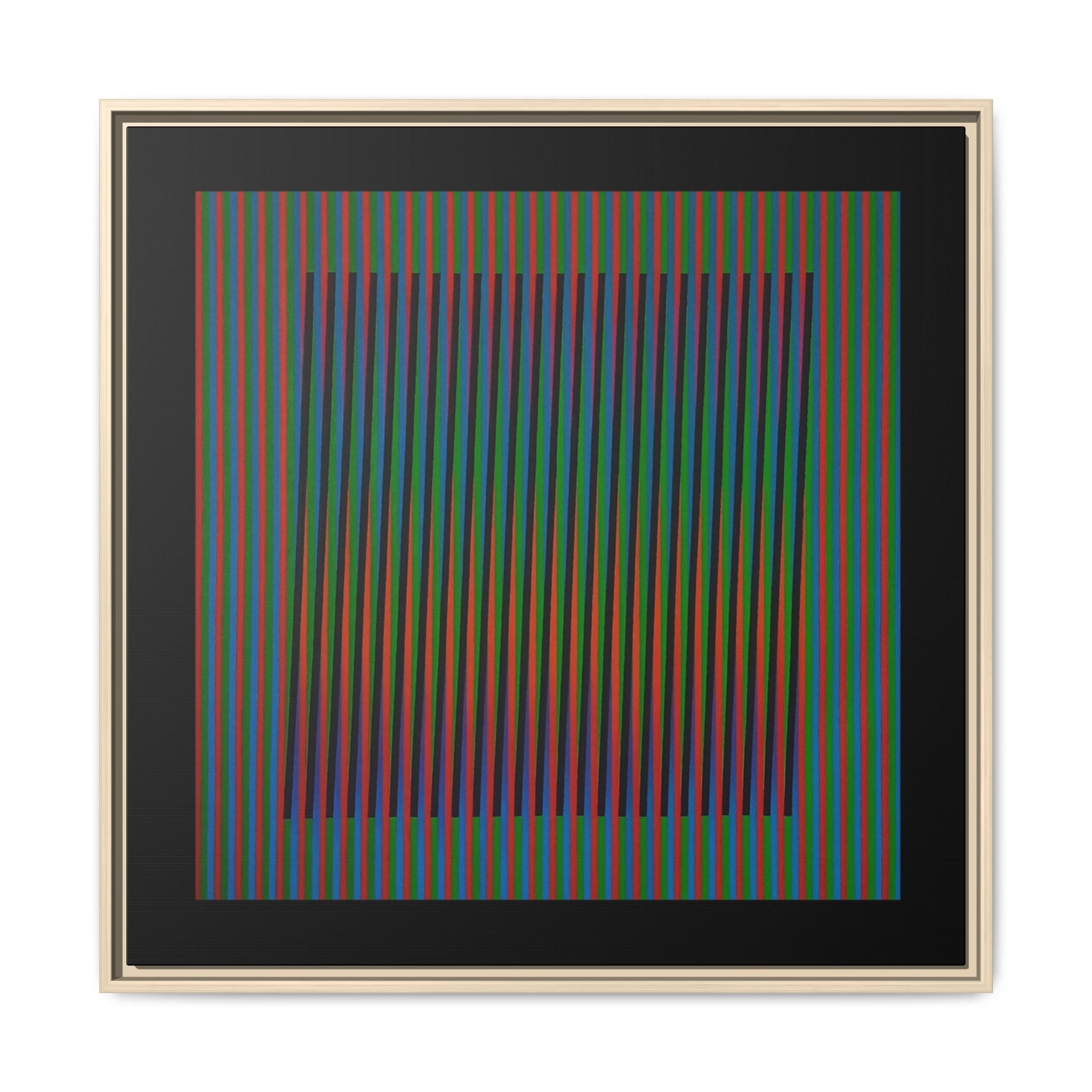 Framed Matte Canvas — Rainbow Op Art Square