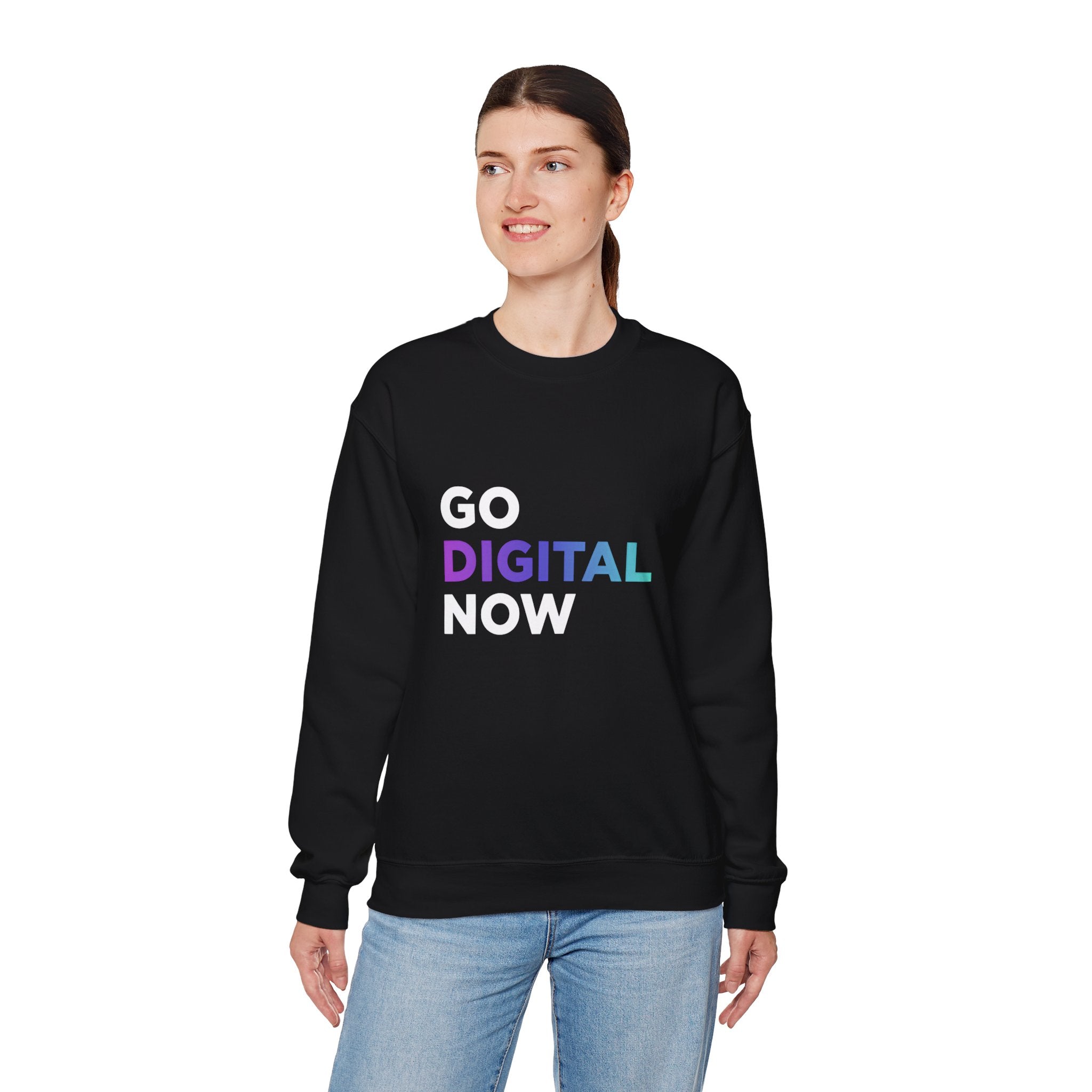 Go Digital Now Crewneck Sweatshirt — Tech-Inspired Graphic Pullover for Digital Creators