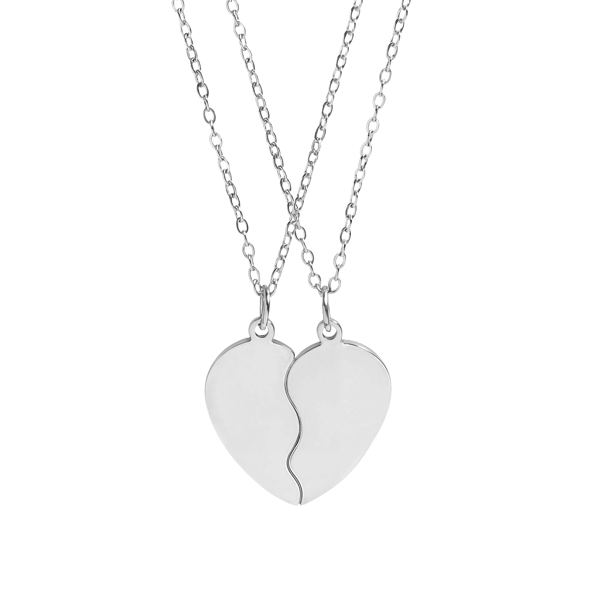 Break-Apart Engraved Heart Necklace Set – Best Friend / Couples Matching Pendant