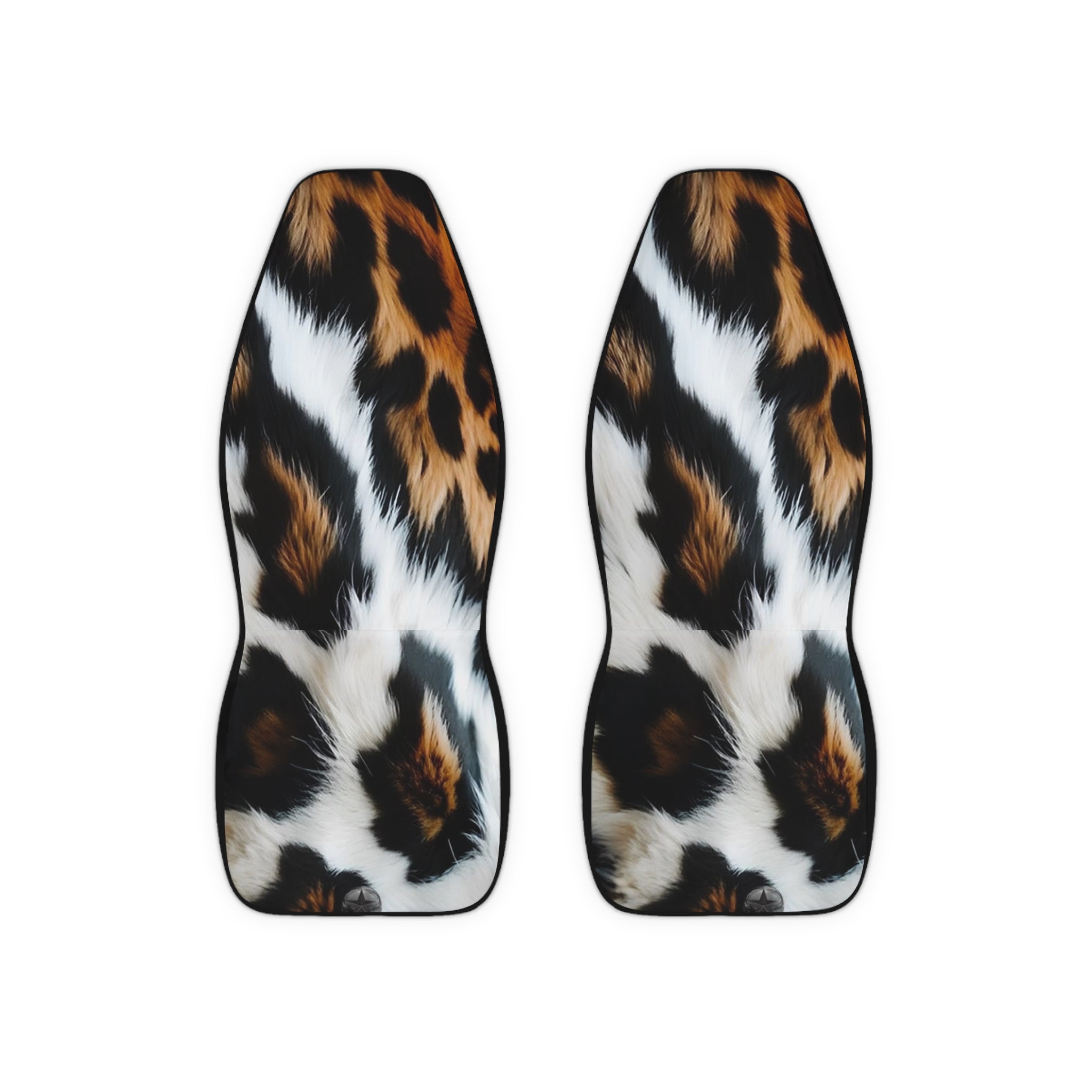 Leopard Fur Print Car Seat Covers — Polyester Front Seat Protectors
