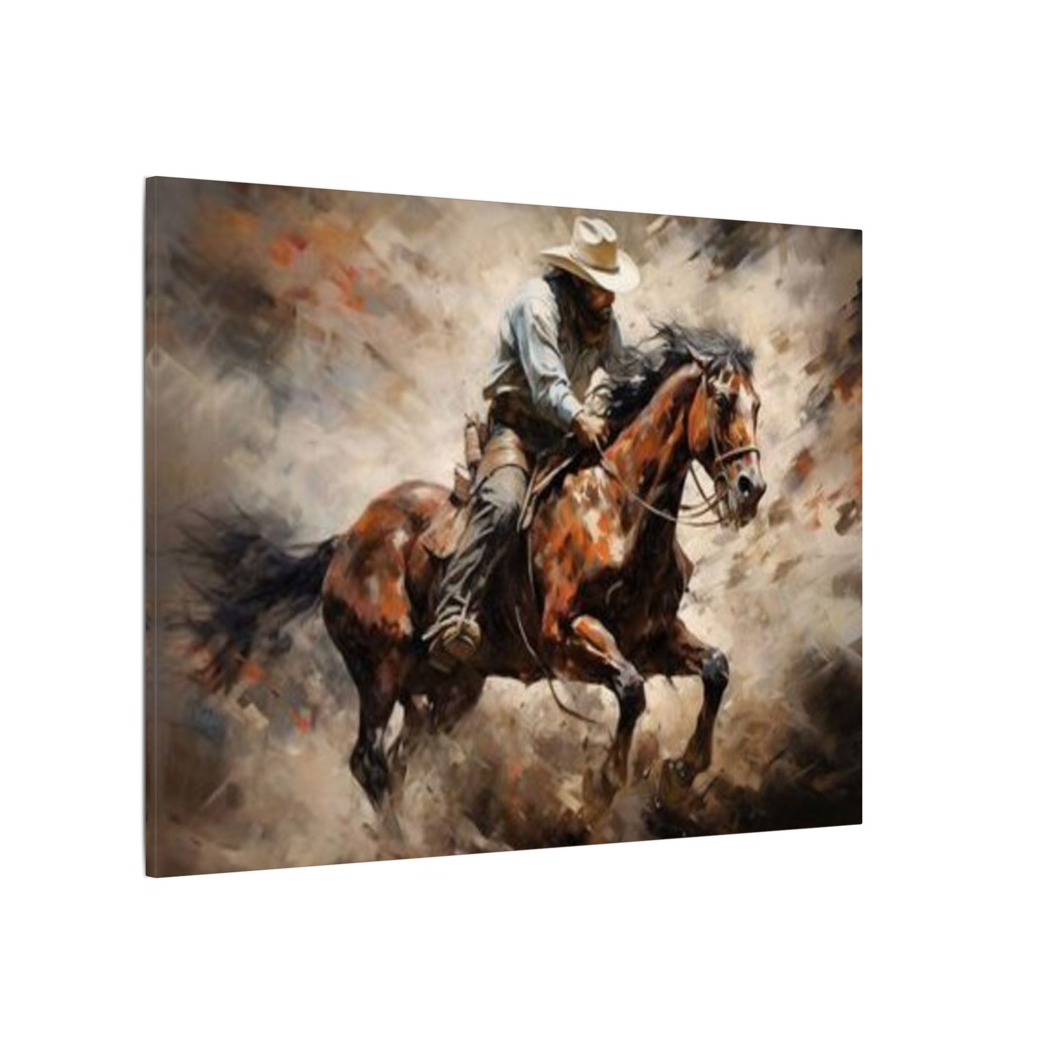 Cowboy on Galloping Horse Matte Canvas Wall Art — Western Rustic Home Decor