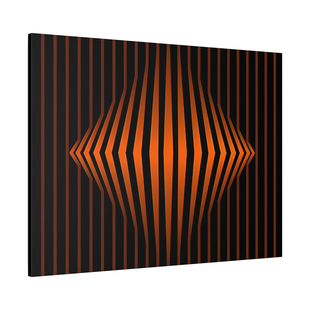 Optical Orange Stripe Canvas Wall Art – Geometric Mid-Century Abstract