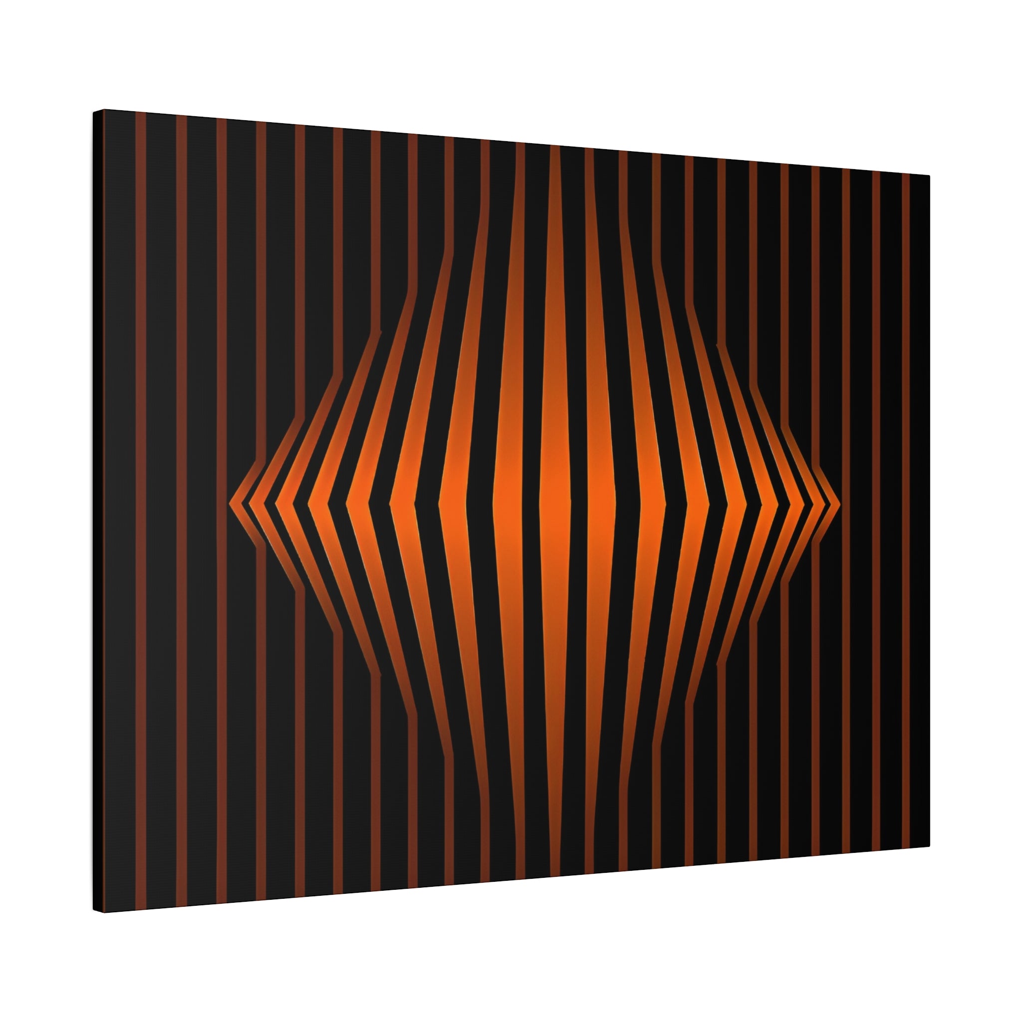 Optical Orange Stripe Canvas Wall Art – Geometric Mid-Century Abstract
