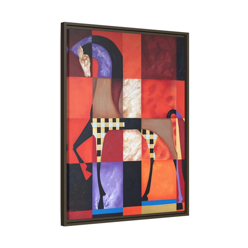 Abstract Geometric Horse Framed Canvas Art — Modern Colorful Wall Decor