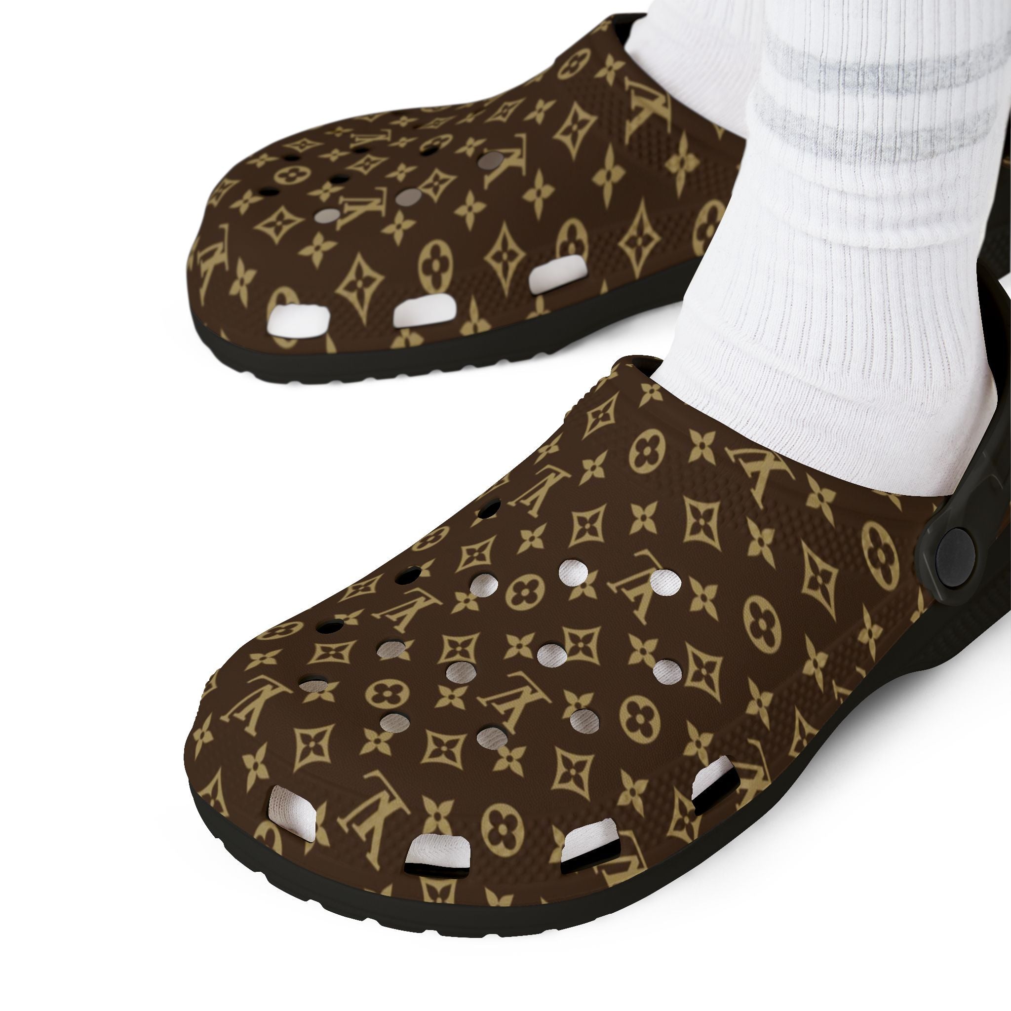 Designer-Inspired Brown Monogram EVA Foam Clogs