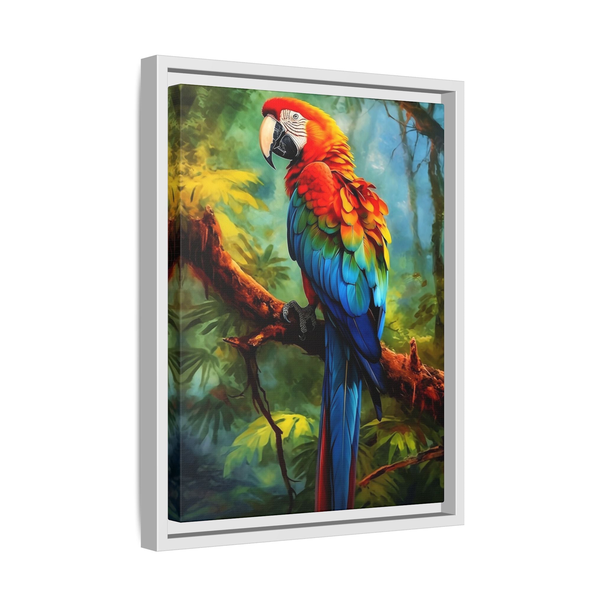 Scarlet Macaw Tropical Canvas Print (Framed Matte)