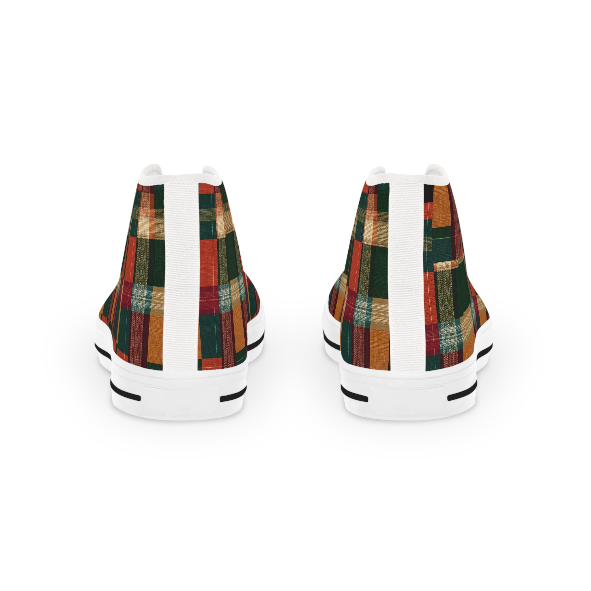Plaid High-Top Sneakers — Rustic Autumn Check Men's Shoes