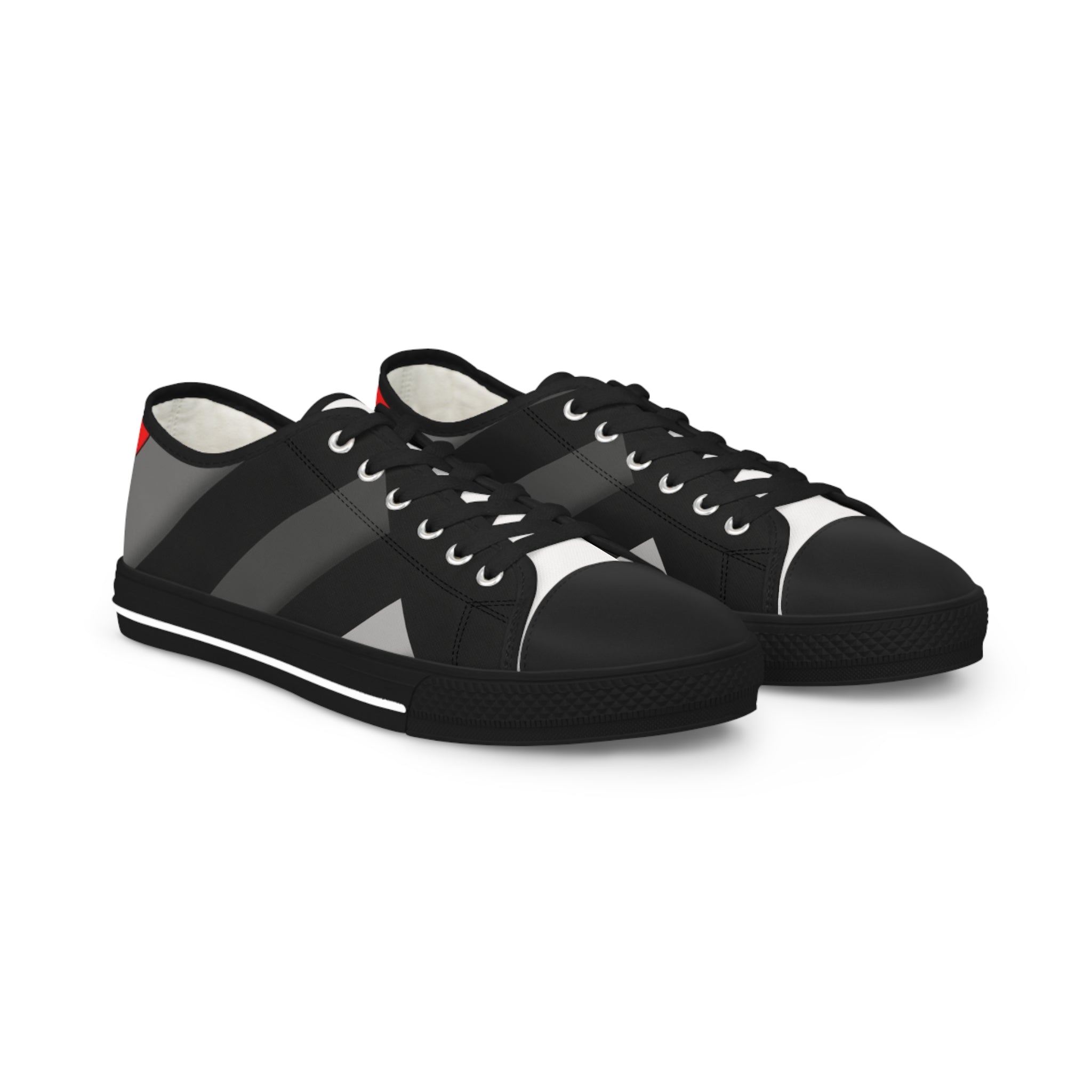 Classic Black Striped Low-Top Sneakers — Men's Casual Canvas Shoes