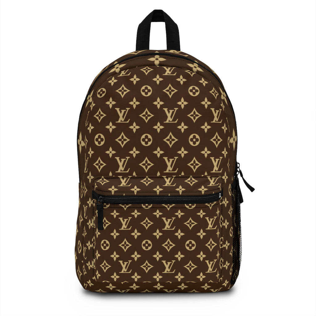 Monogram Luxe Backpack — Brown Designer-Inspired Pattern