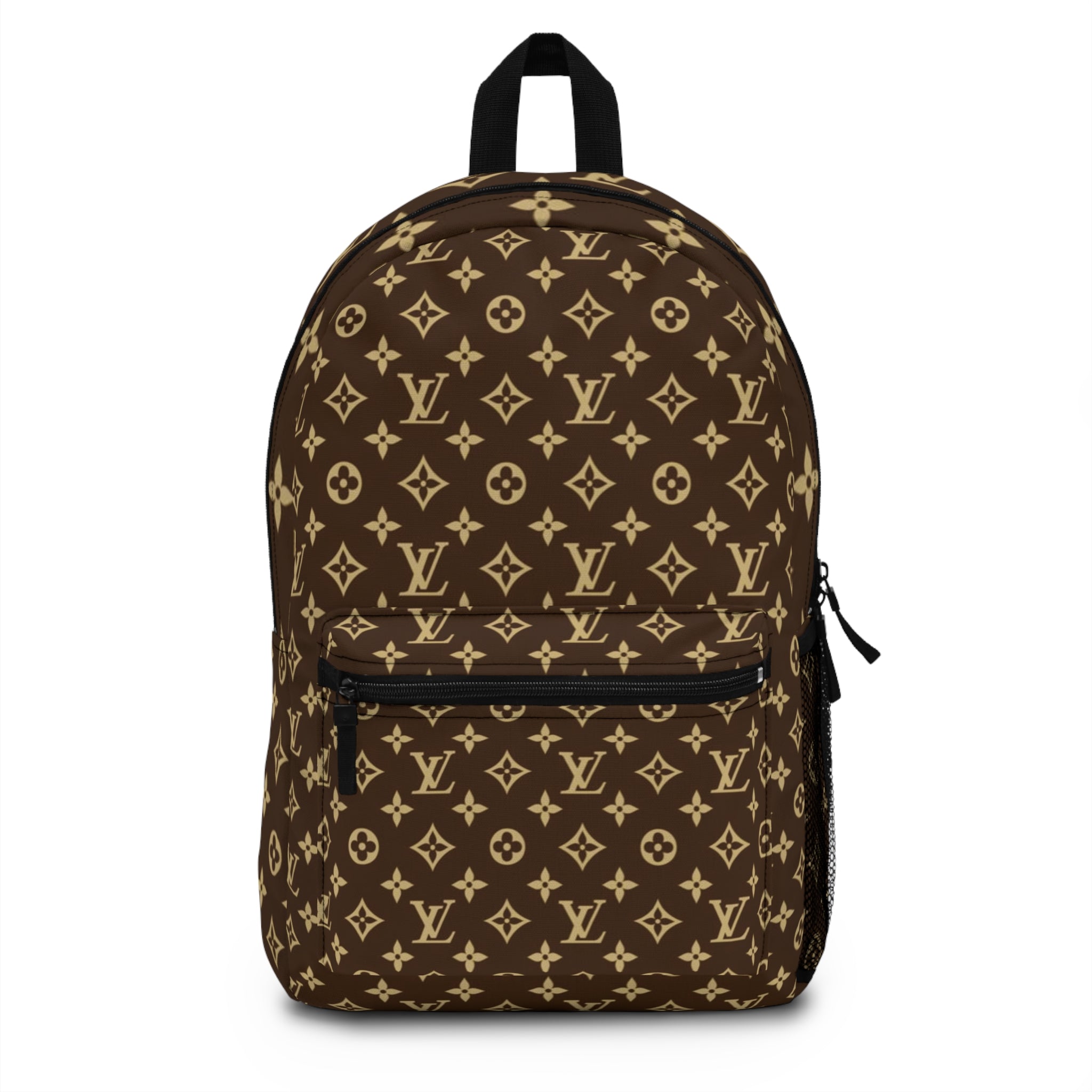 Monogram Luxe Backpack — Brown Designer-Inspired Pattern