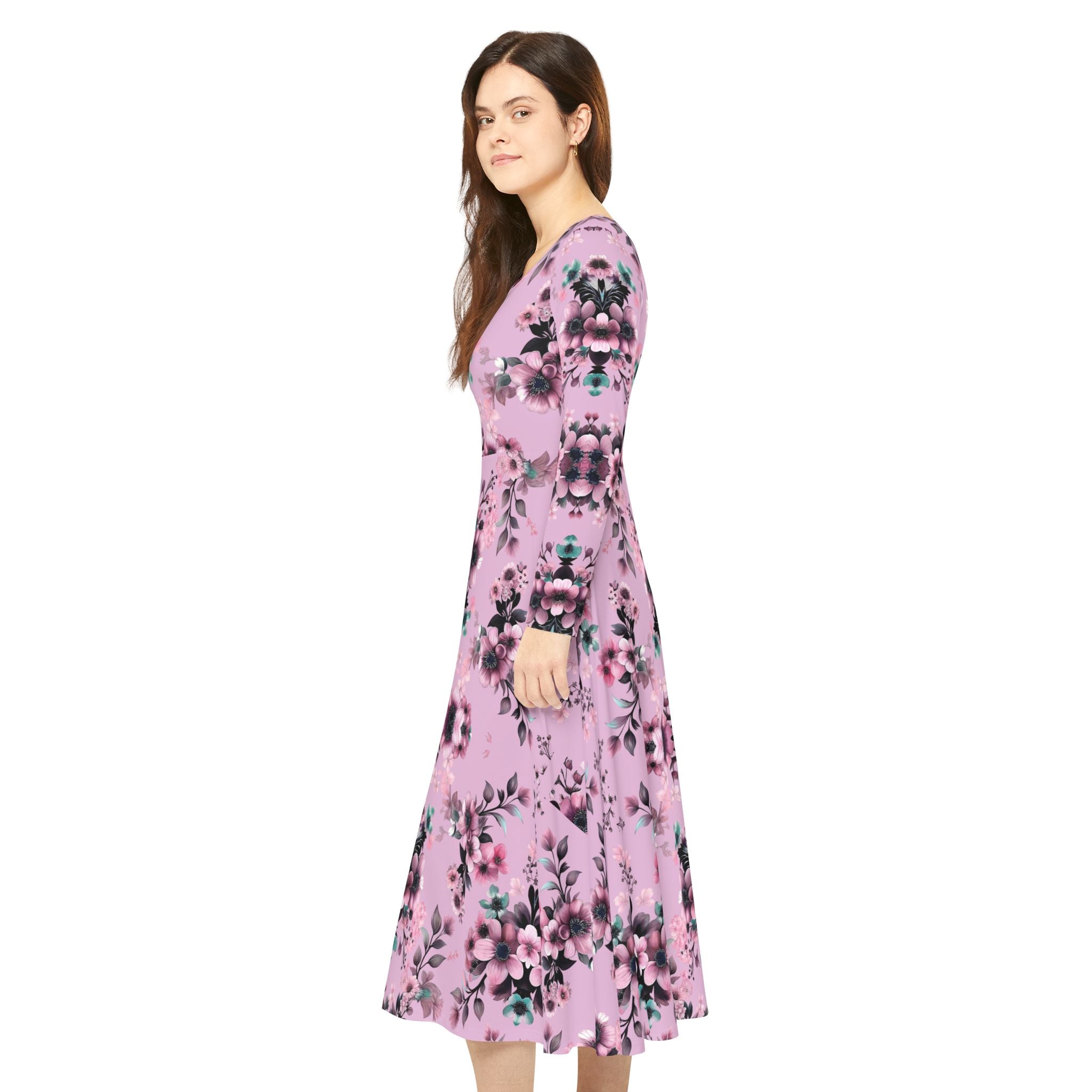 Copy of Floral Pink Kaleidoscope Long Sleeve luxury Dress