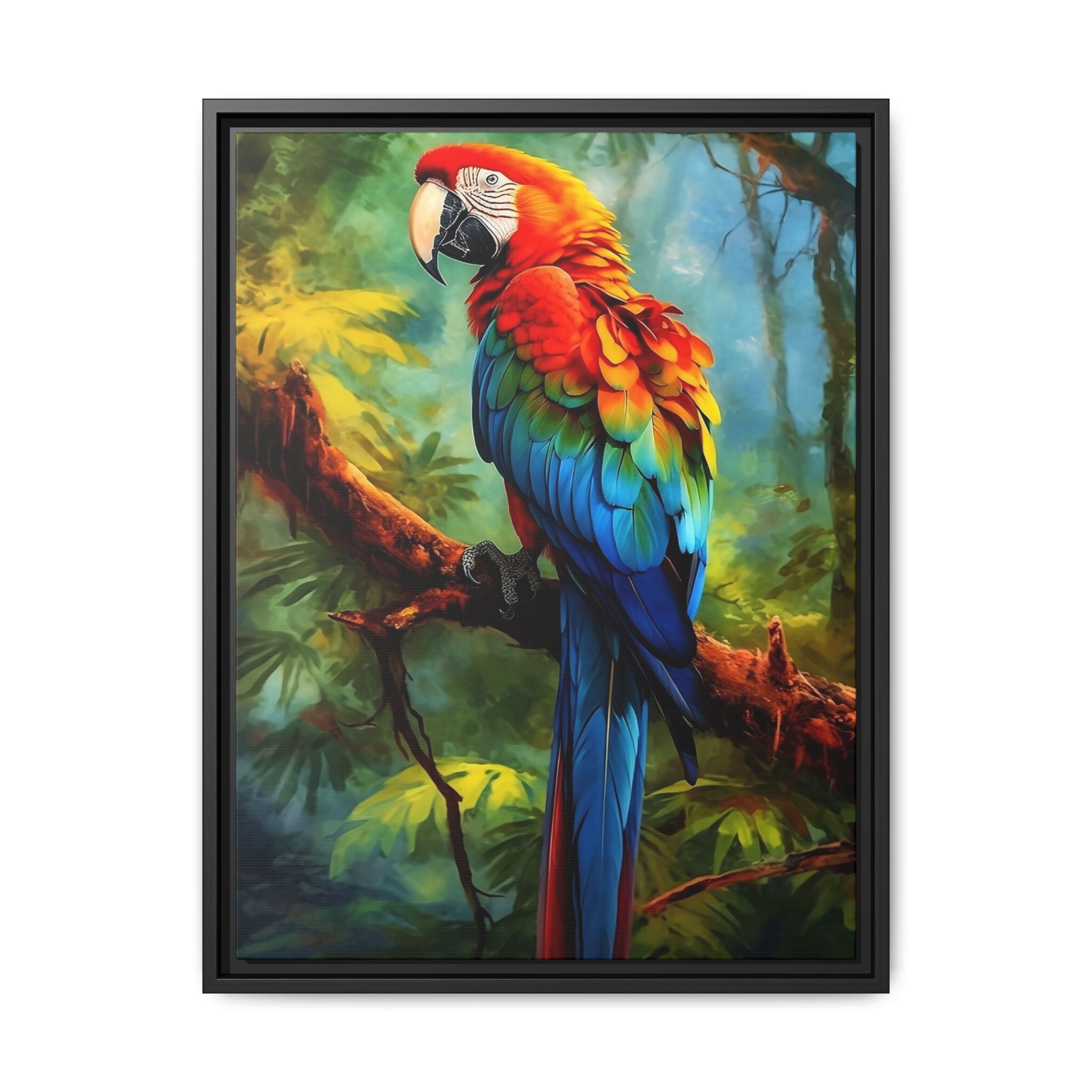 Scarlet Macaw Tropical Canvas Print (Framed Matte)
