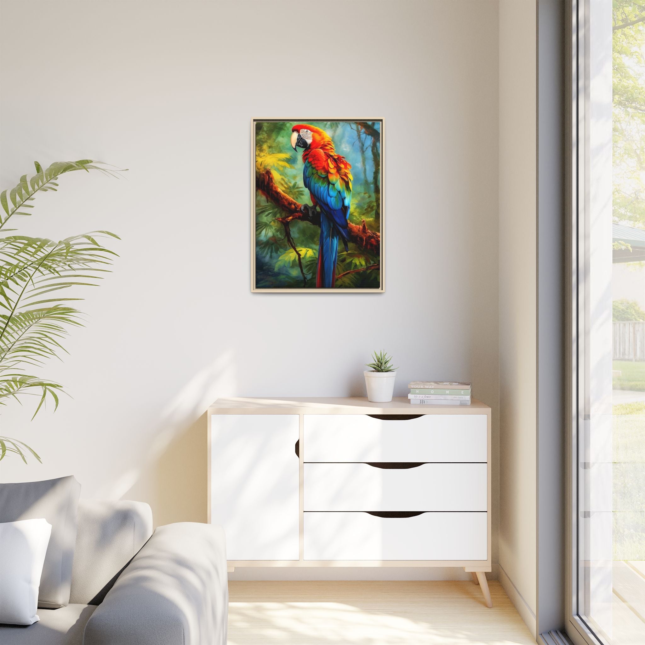 Scarlet Macaw Tropical Canvas Print (Framed Matte)