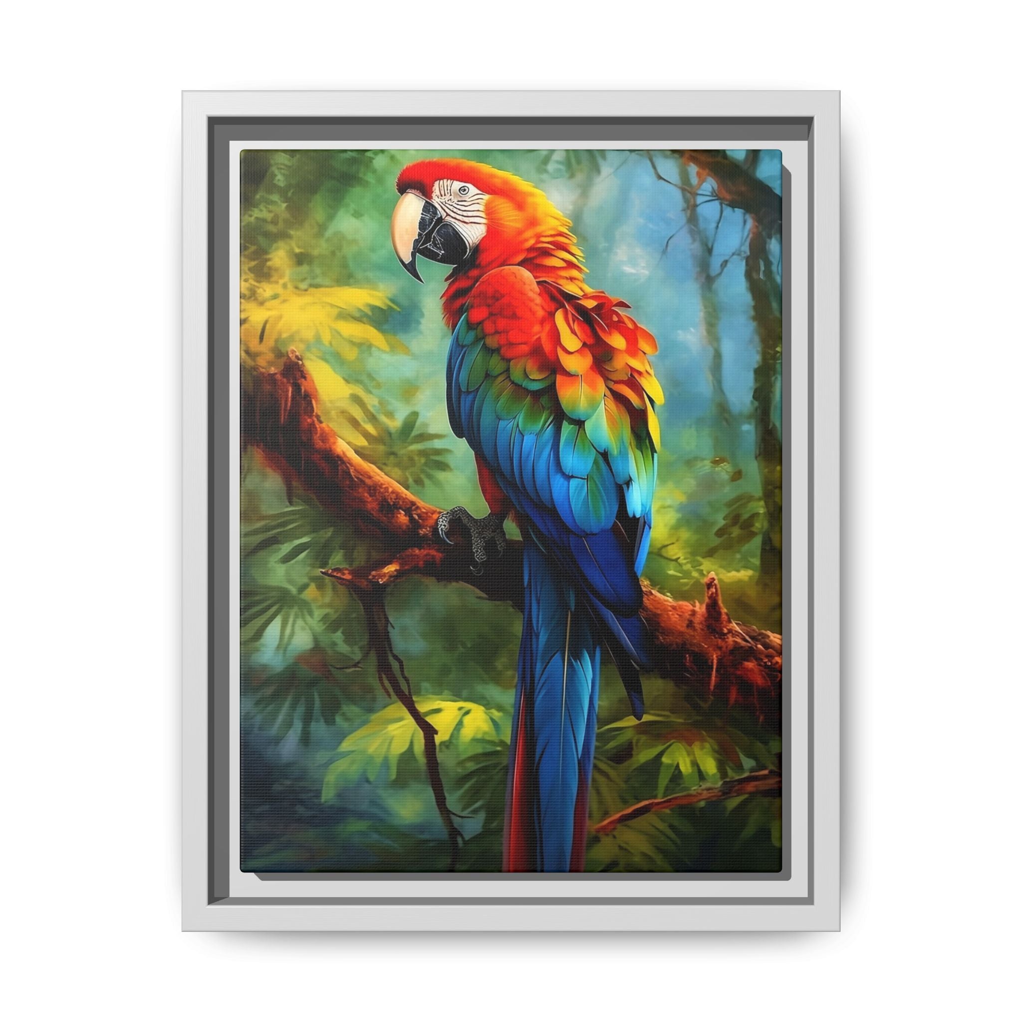 Scarlet Macaw Tropical Canvas Print (Framed Matte)