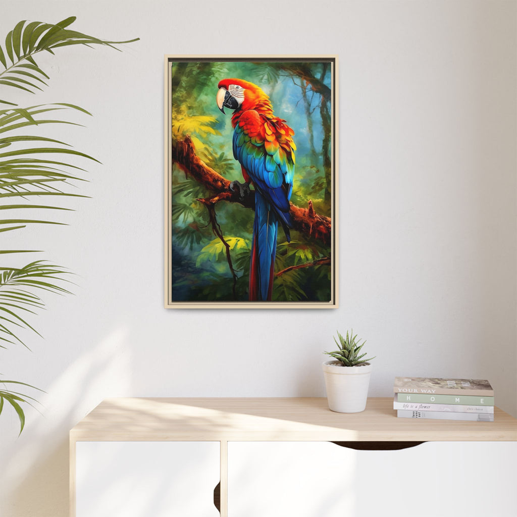Scarlet Macaw Tropical Canvas Print (Framed Matte)