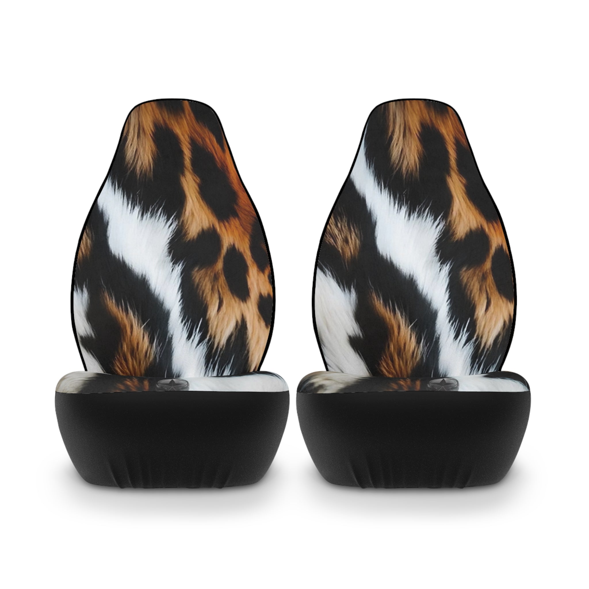 Leopard Fur Print Car Seat Covers — Polyester Front Seat Protectors