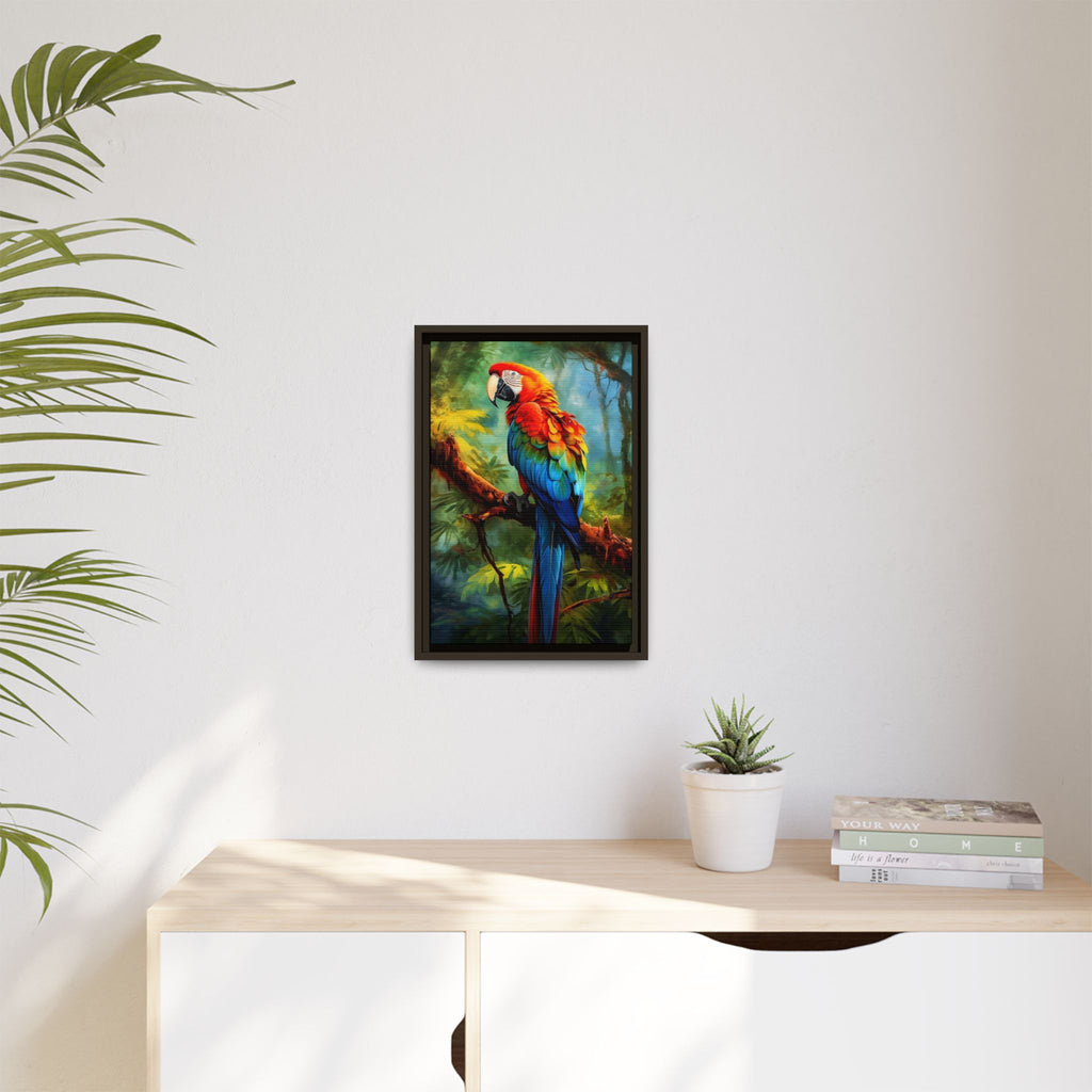 Scarlet Macaw Tropical Canvas Print (Framed Matte)
