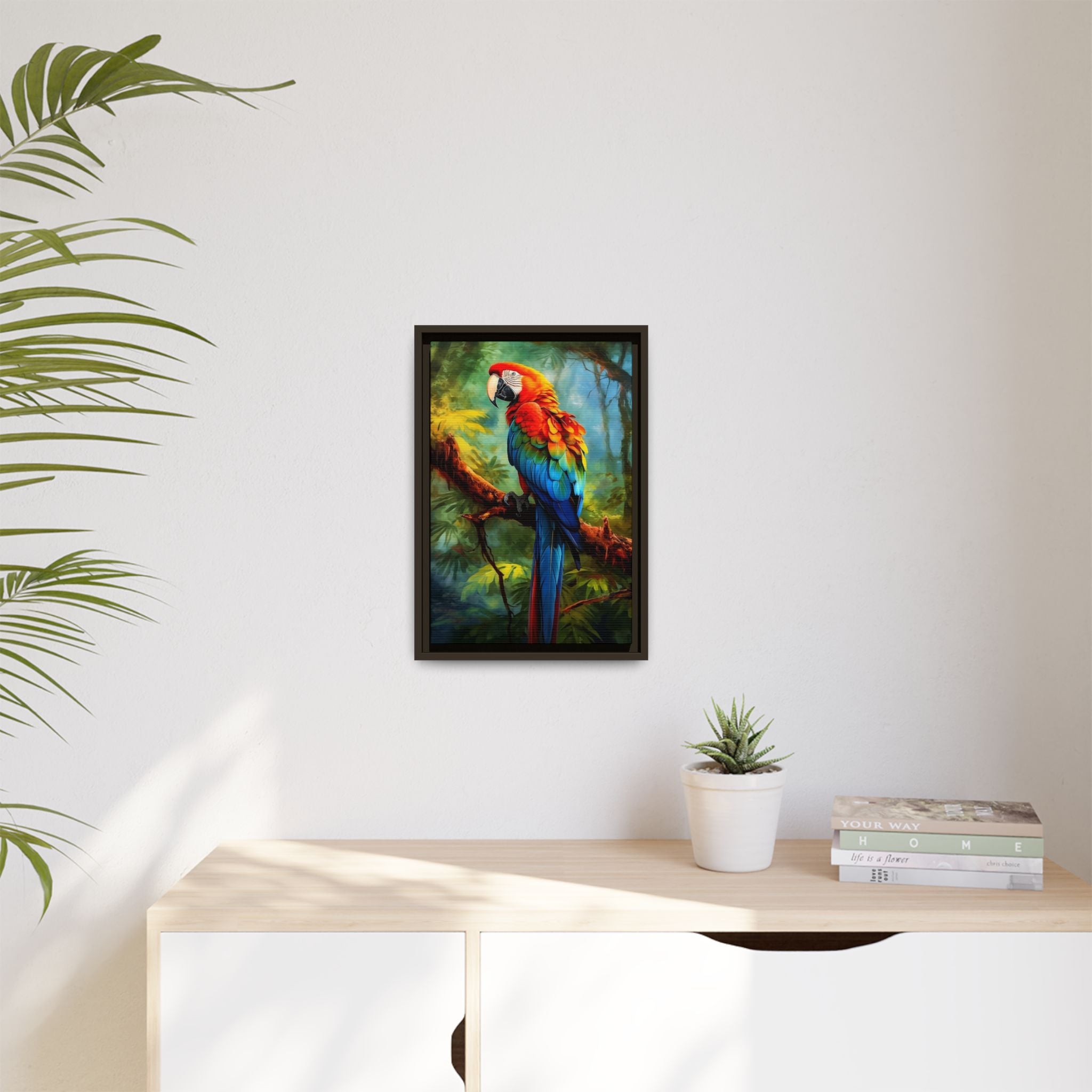 Scarlet Macaw Tropical Canvas Print (Framed Matte)
