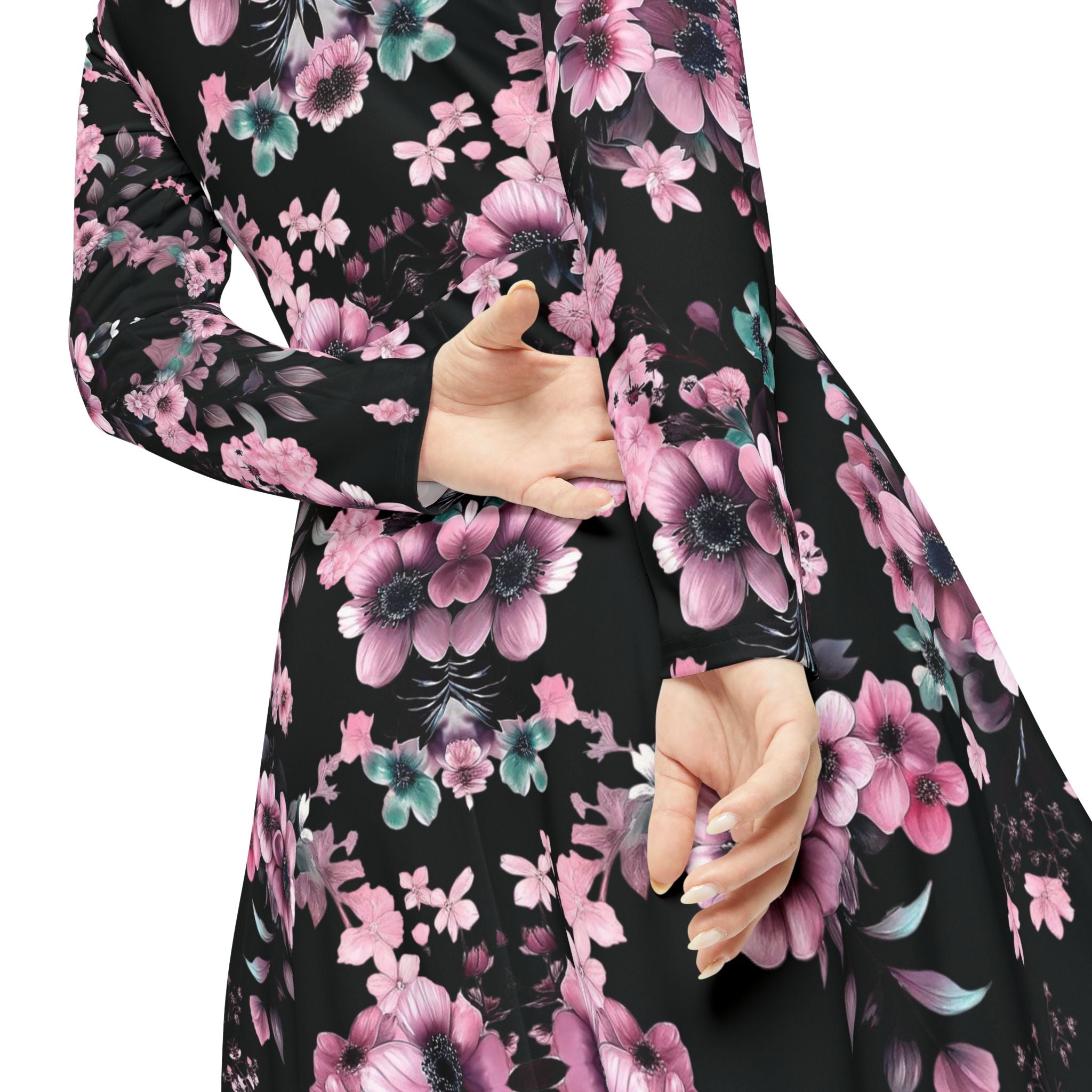 Copy of Copy of Copy of Floral Pink Kaleidoscope Long Sleeve luxury Dress