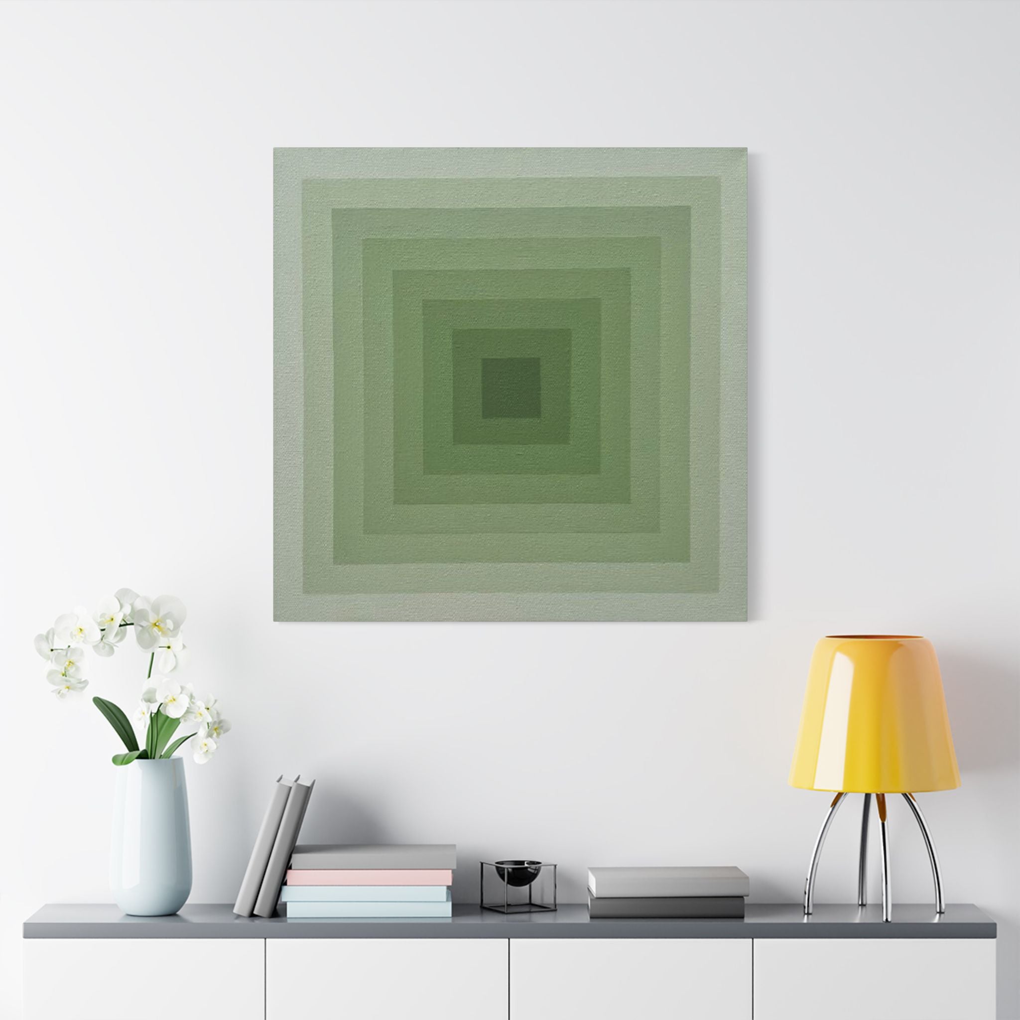 Green Gradient Geometric Canvas Print — Stretched Satin Wall Art