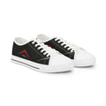 Men's Low Top Sneakers — Black Minimalist Casual Canvas Shoes with Red Accent