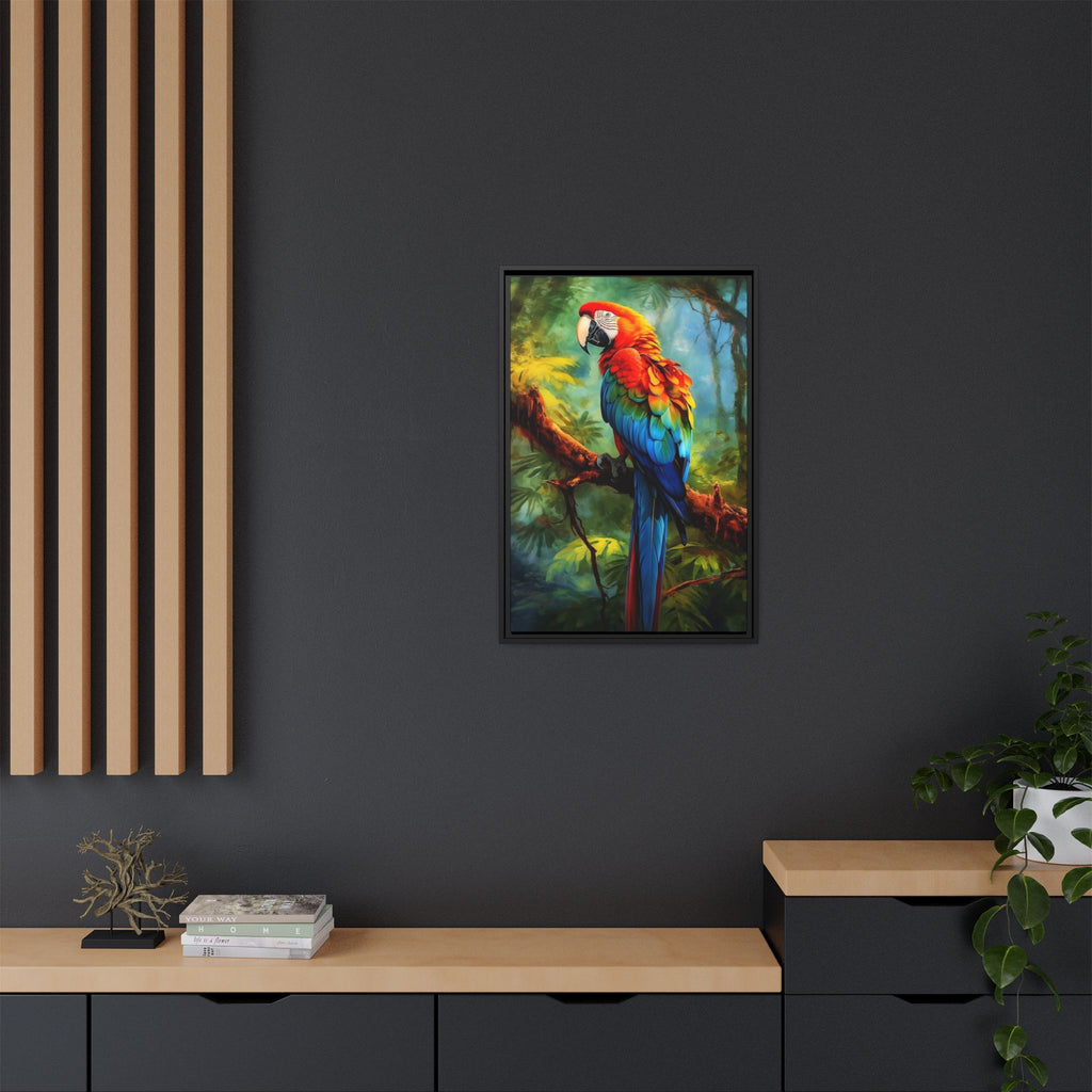 Scarlet Macaw Tropical Canvas Print (Framed Matte)
