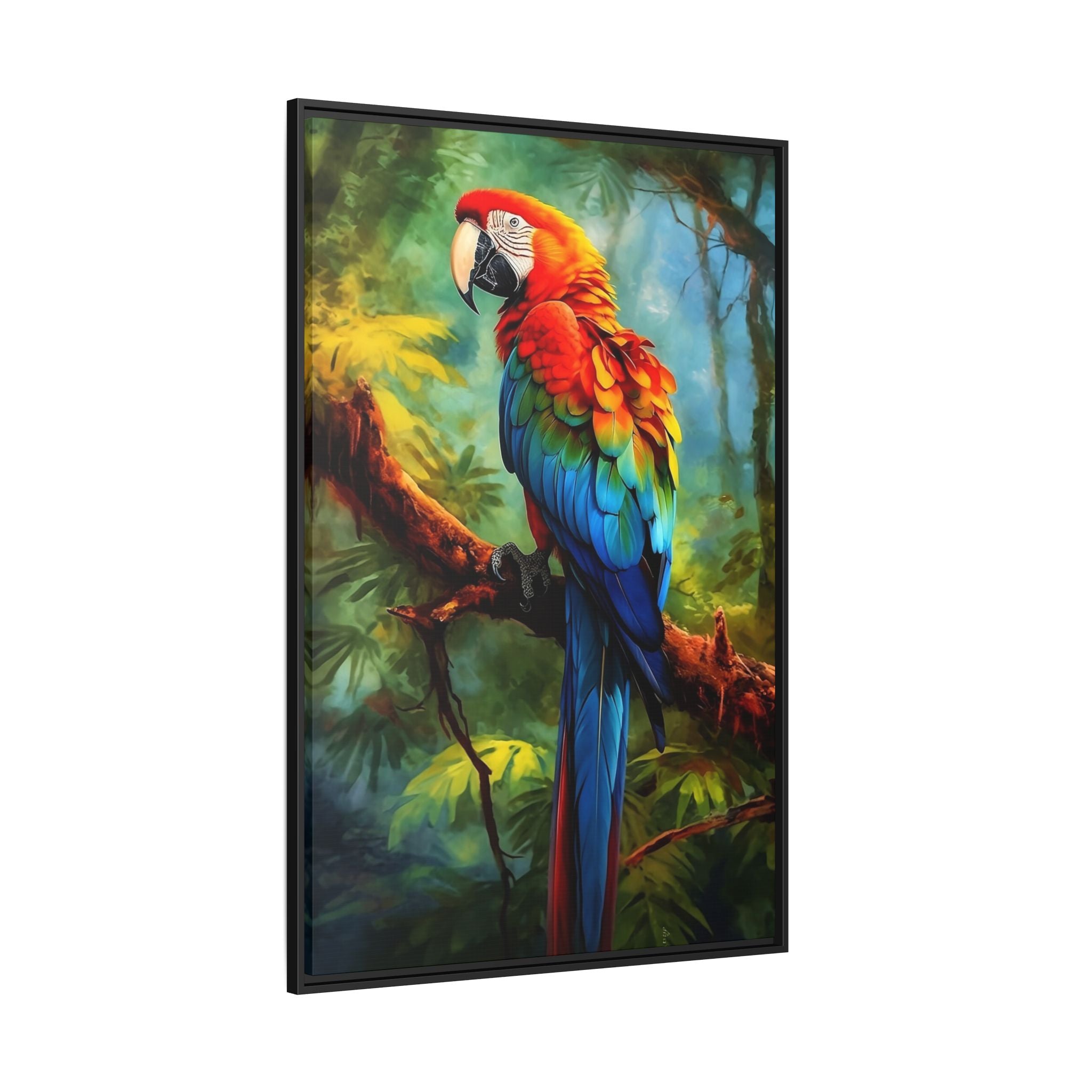 Scarlet Macaw Tropical Canvas Print (Framed Matte)