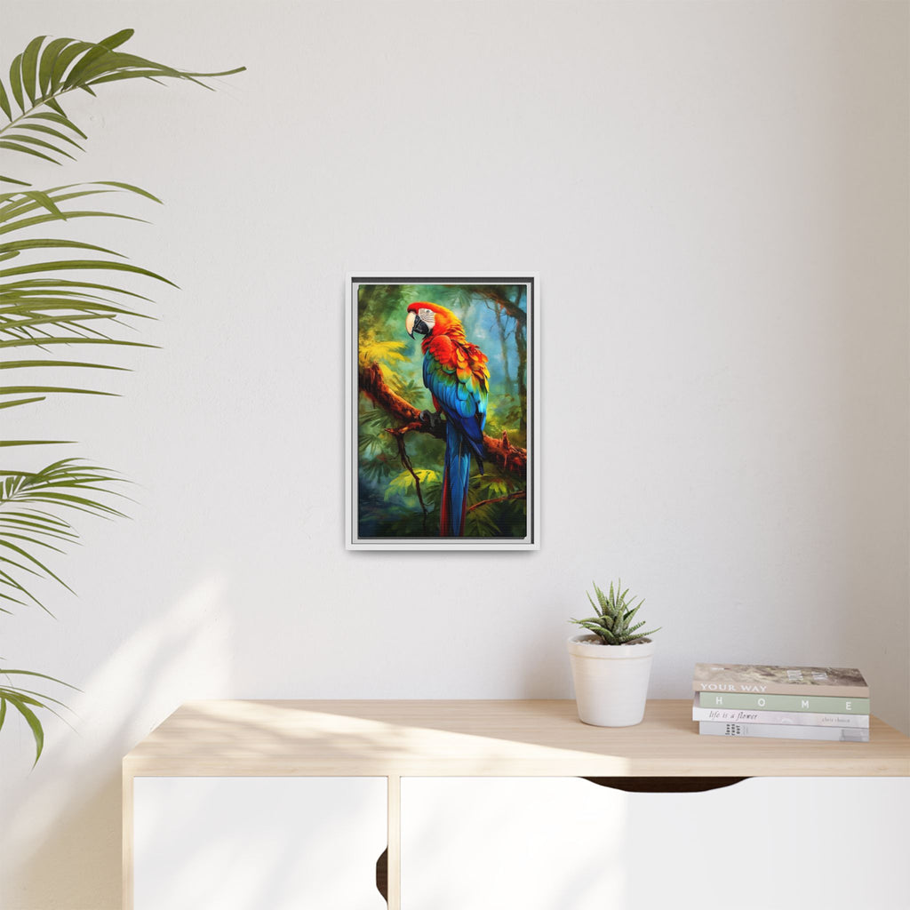 Scarlet Macaw Tropical Canvas Print (Framed Matte)